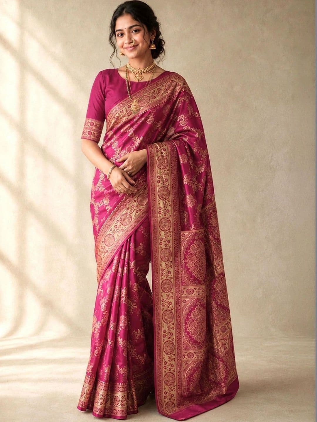 SAMANTHA Woven Design Zari Silk Blend Paithani Saree thumbnail 2