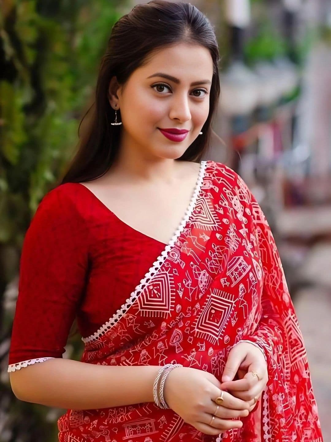 RENBRIZA Warli Poly Georgette Saree thumbnail 3