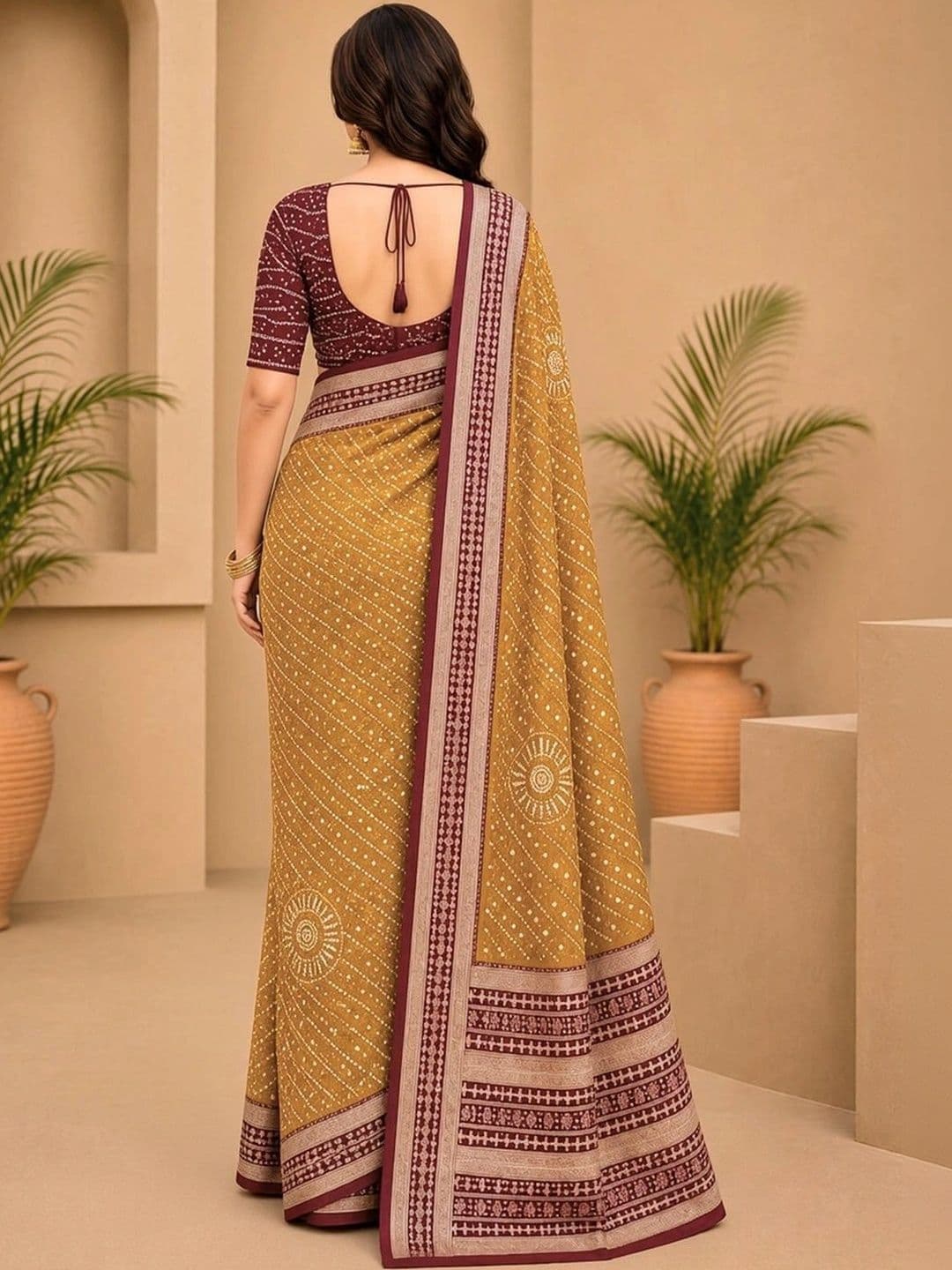 SAMANTHA Bandhani Zari Poly Georgette Saree thumbnail 4