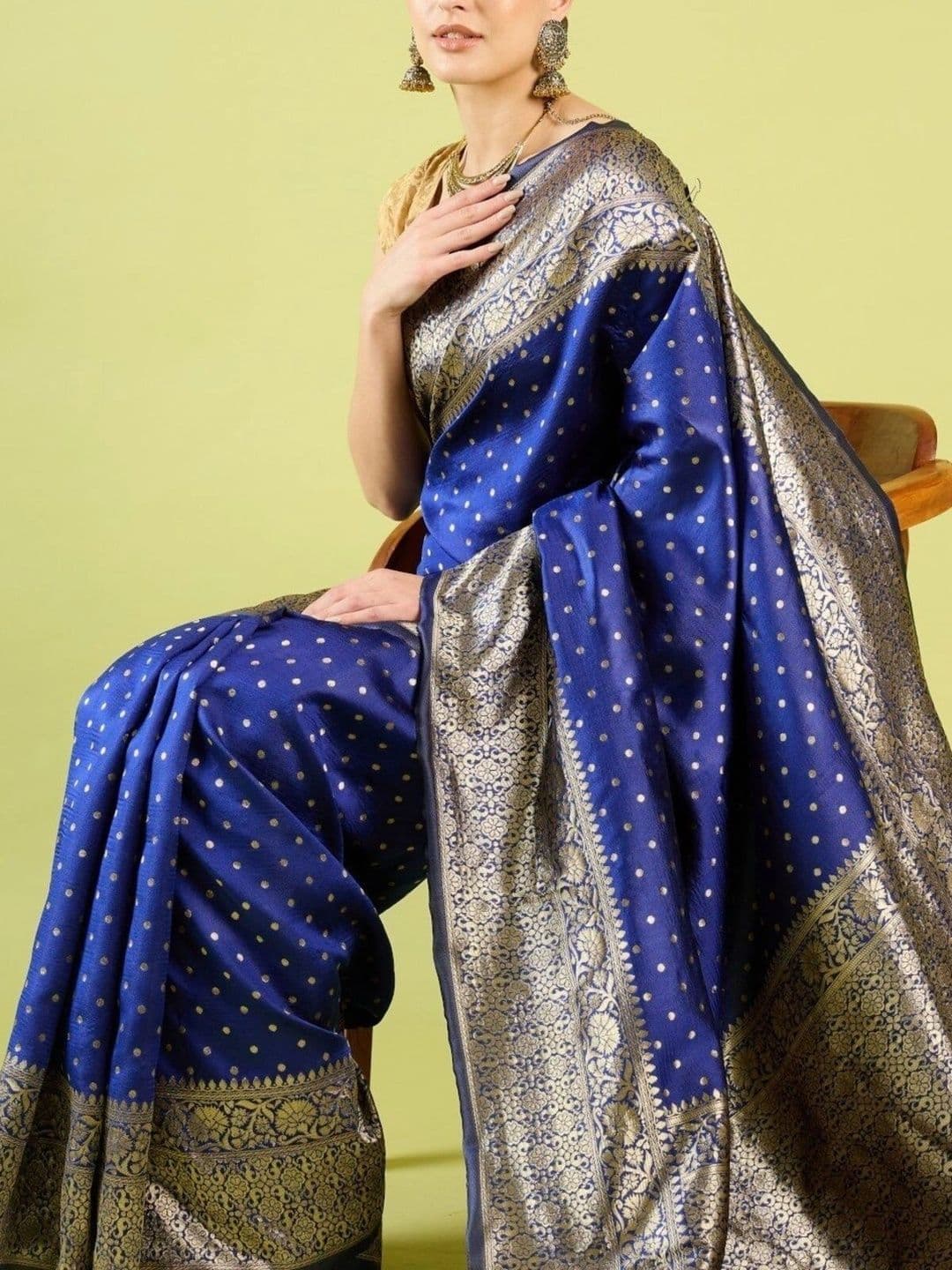 VS MALL Woven Design Zari Banarasi Saree thumbnail 3
