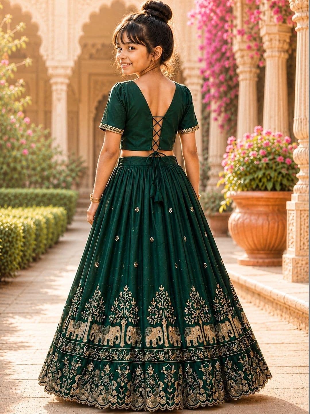 Sangria Girls Embroidered Thread Work Ready to Wear Lehenga & thumbnail 2