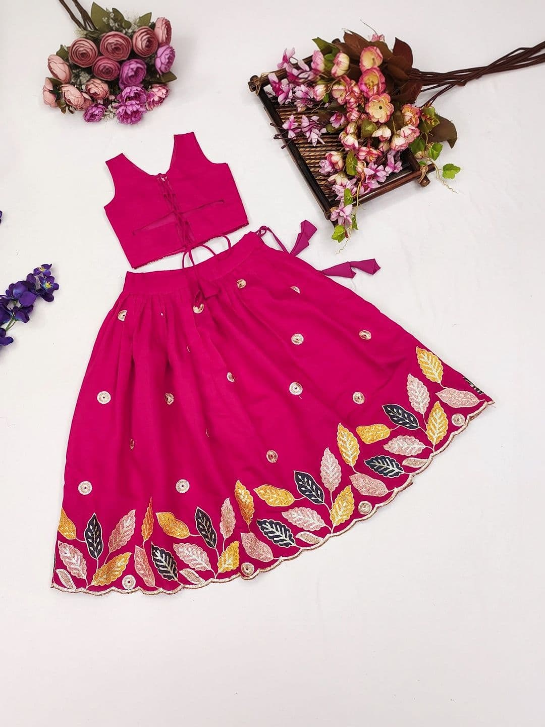 Sangria Girls Embellished Ready to Wear Lehenga & thumbnail 5
