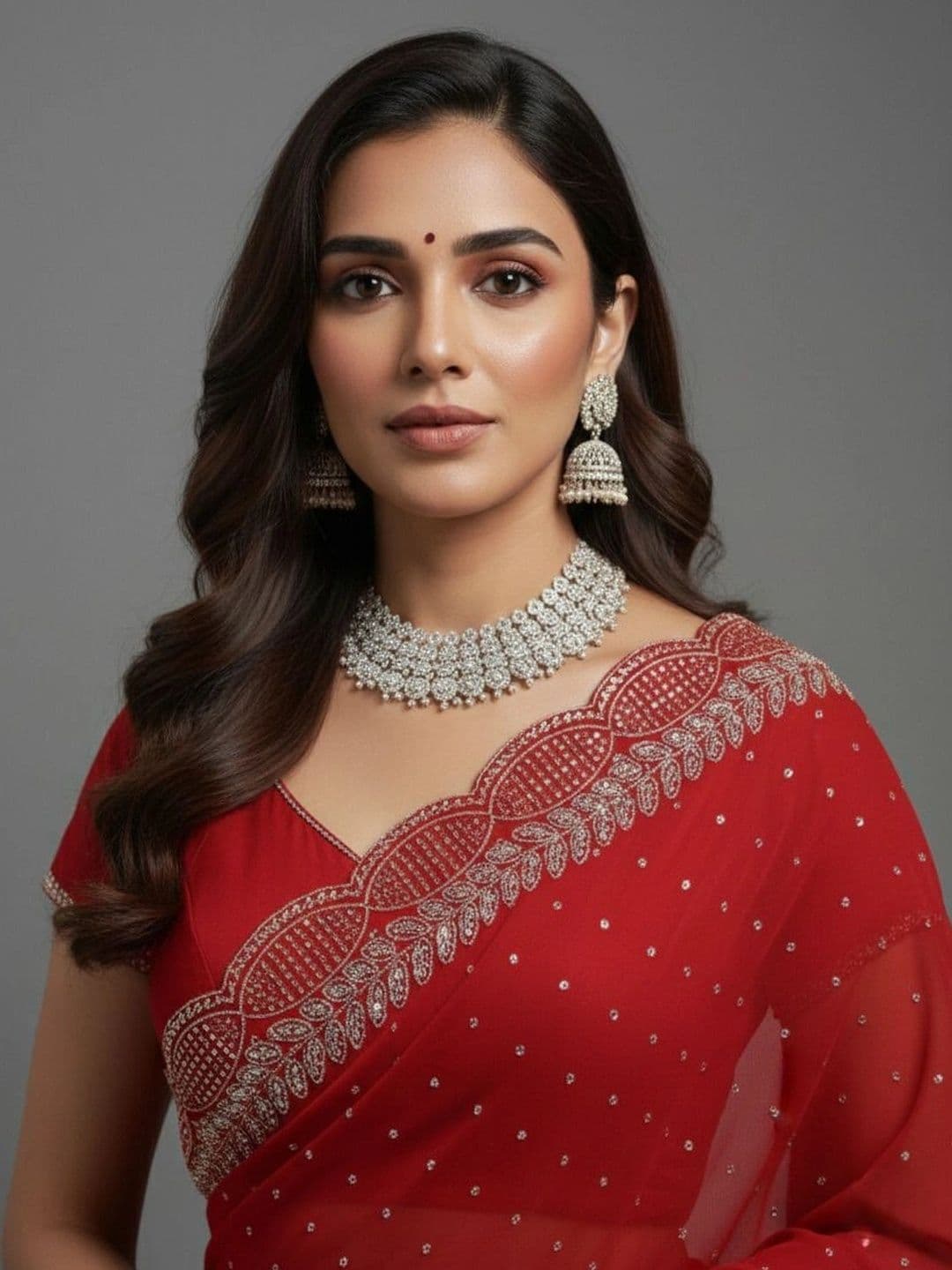 RENBRIZA Embroidered Poly Georgette Saree thumbnail 5