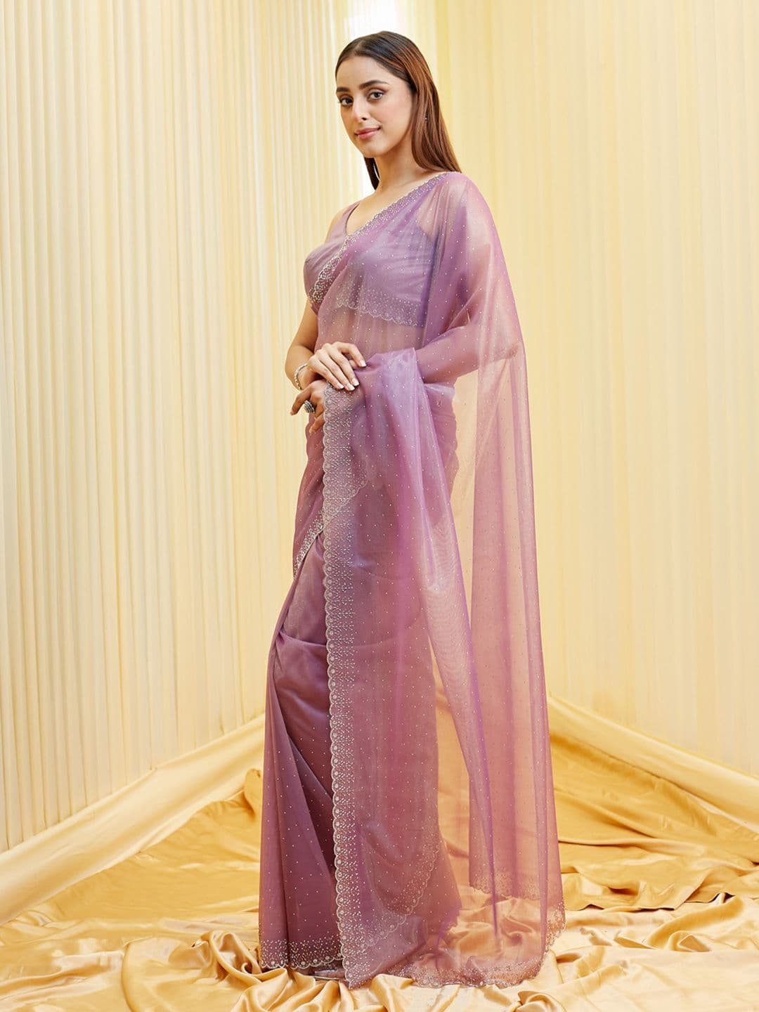 kasee Embellished Embroidered Supernet Saree thumbnail 5