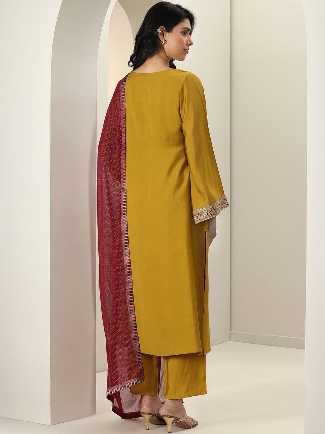 Gerua By Libas Women Ethnic Motifs Embroidered Kurta with Trousers & Dupatta thumbnail 3