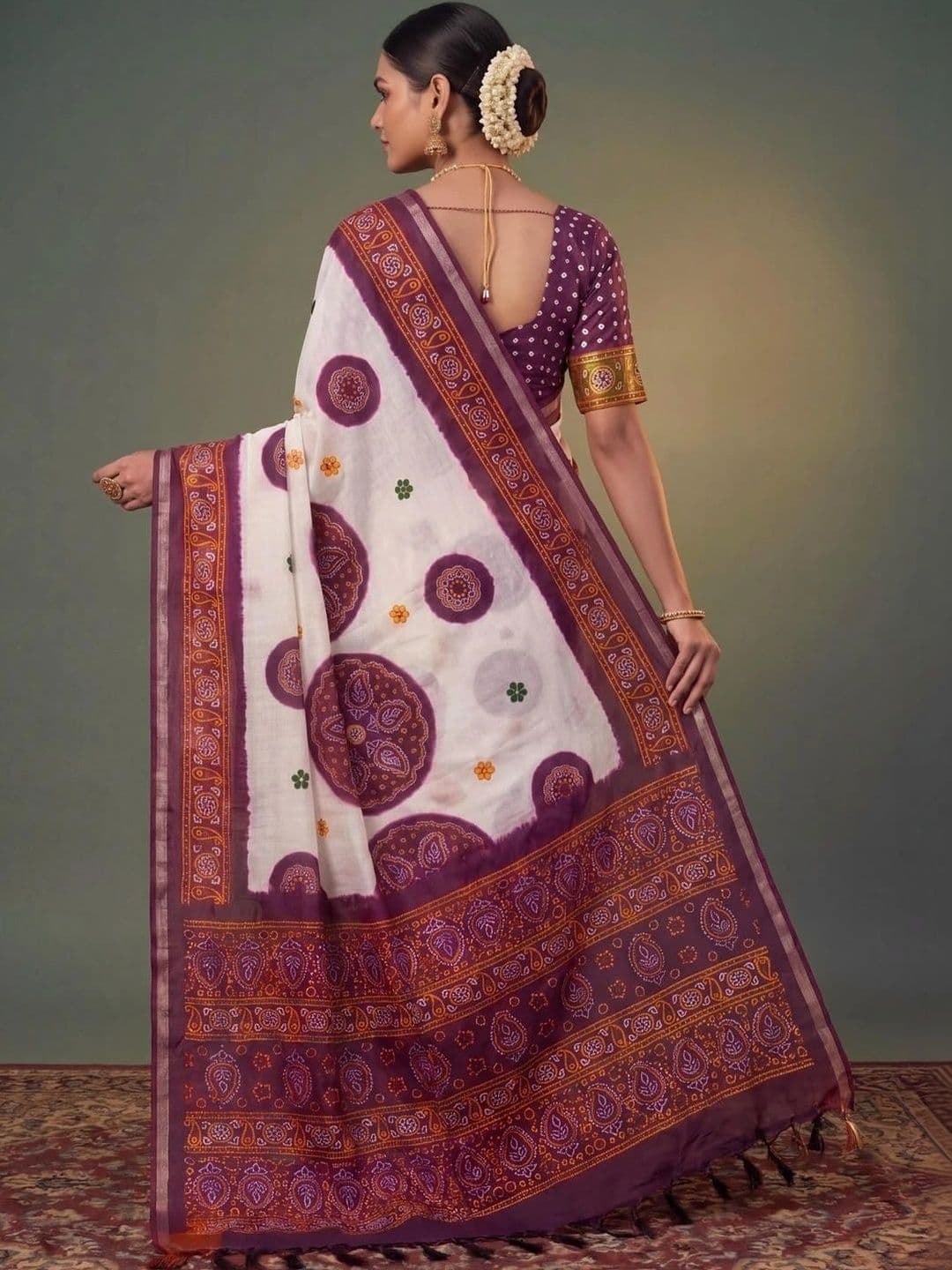 SAMANTHA Bandhani Zari Silk Blend Saree thumbnail 4