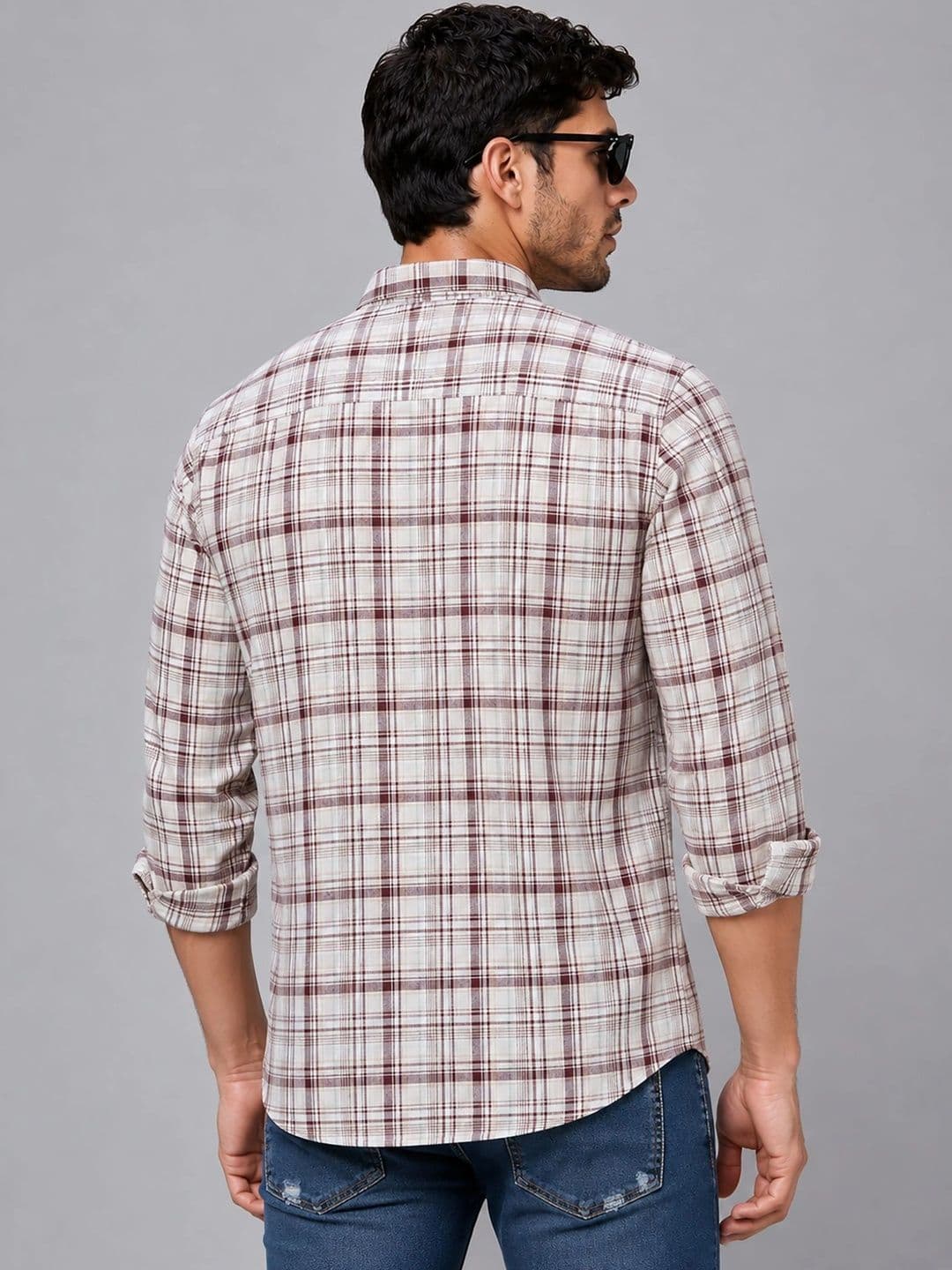 U.S. PITCHERS Men Modern Slim Fit Tartan Checks Checked Casual Shirt thumbnail 2