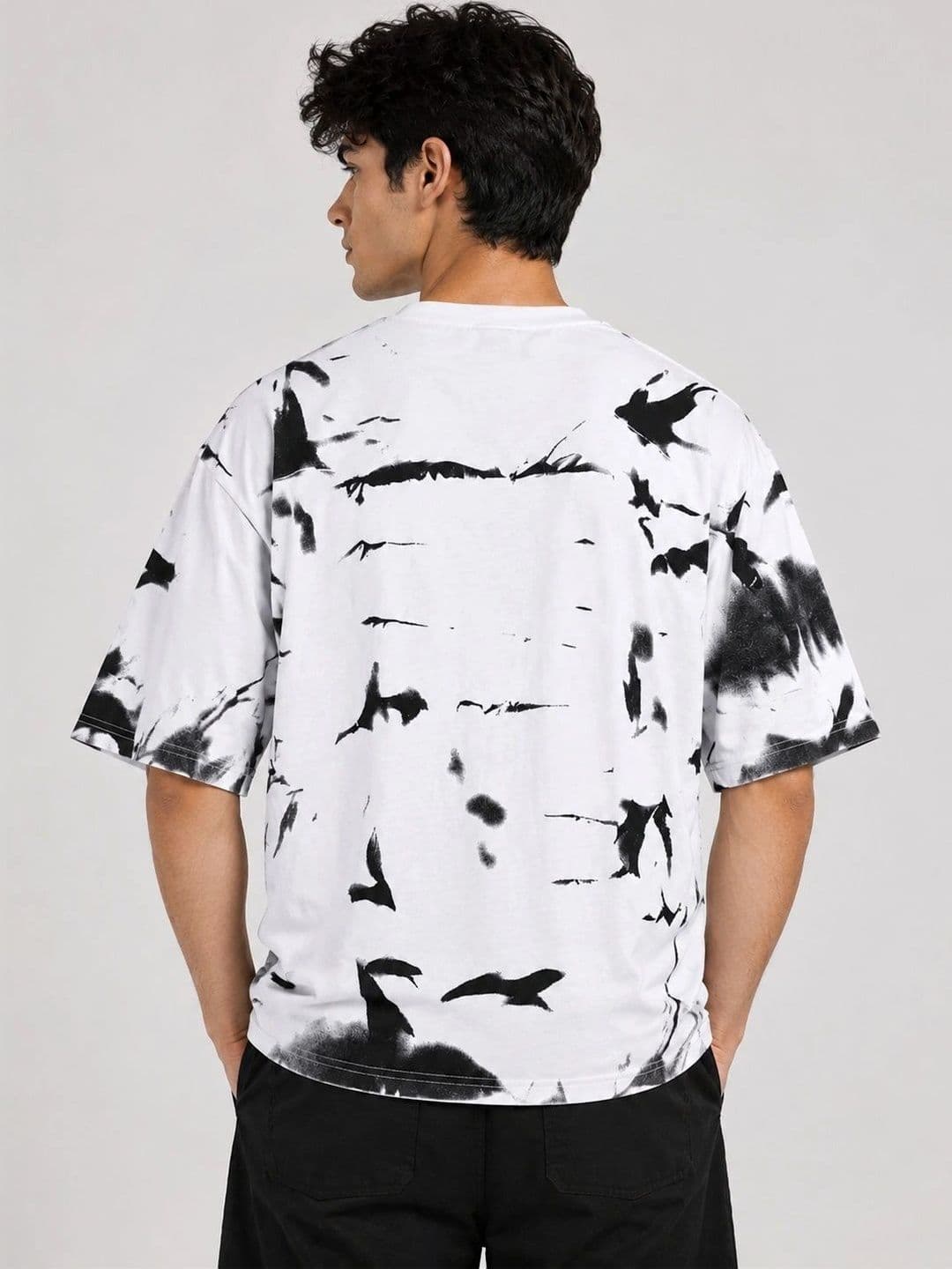 AEMA Men Abstract Printed Oversized T-shirt thumbnail 2
