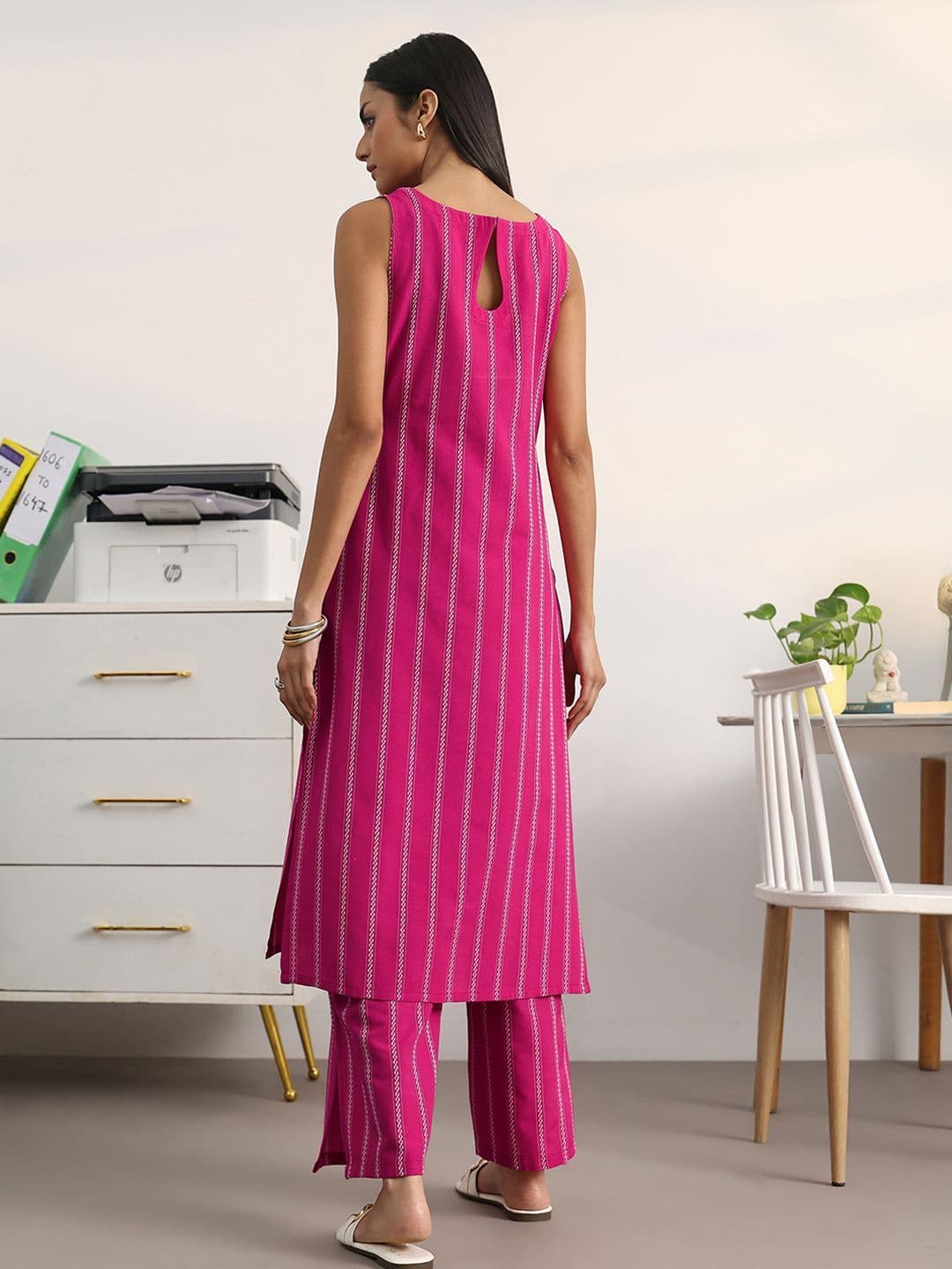 Gerua By Libas Women Striped Regular Kurta with Palazzos thumbnail 5