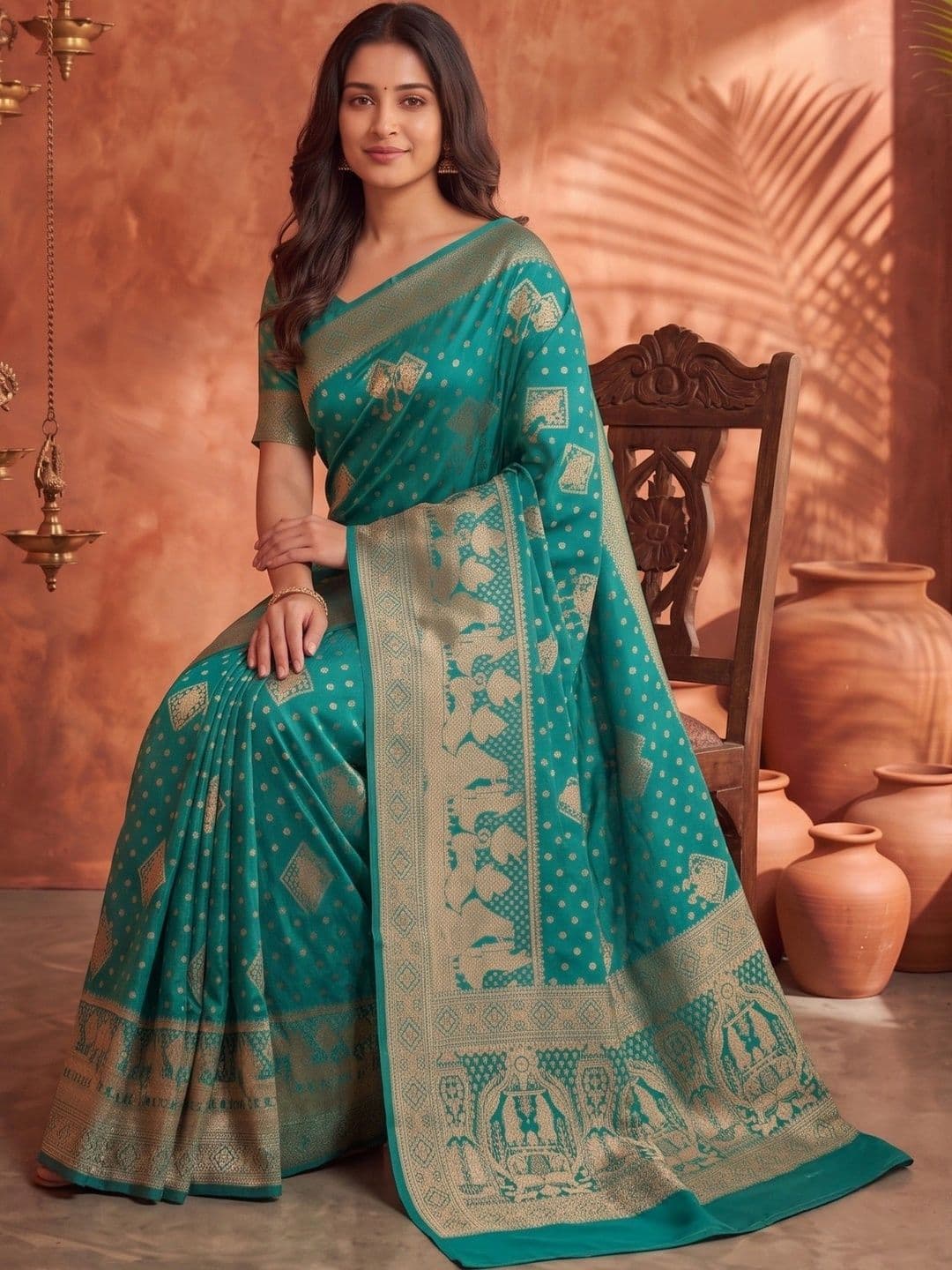 ROOP RADHIKA Woven Design Zari Silk Blend Designer Banarasi Saree thumbnail 5
