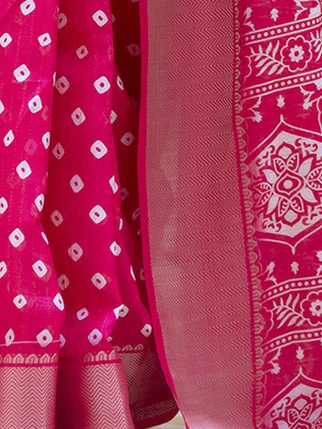 KALINI Bandhani Zari Art Silk Fusion Bandhani Saree thumbnail 2
