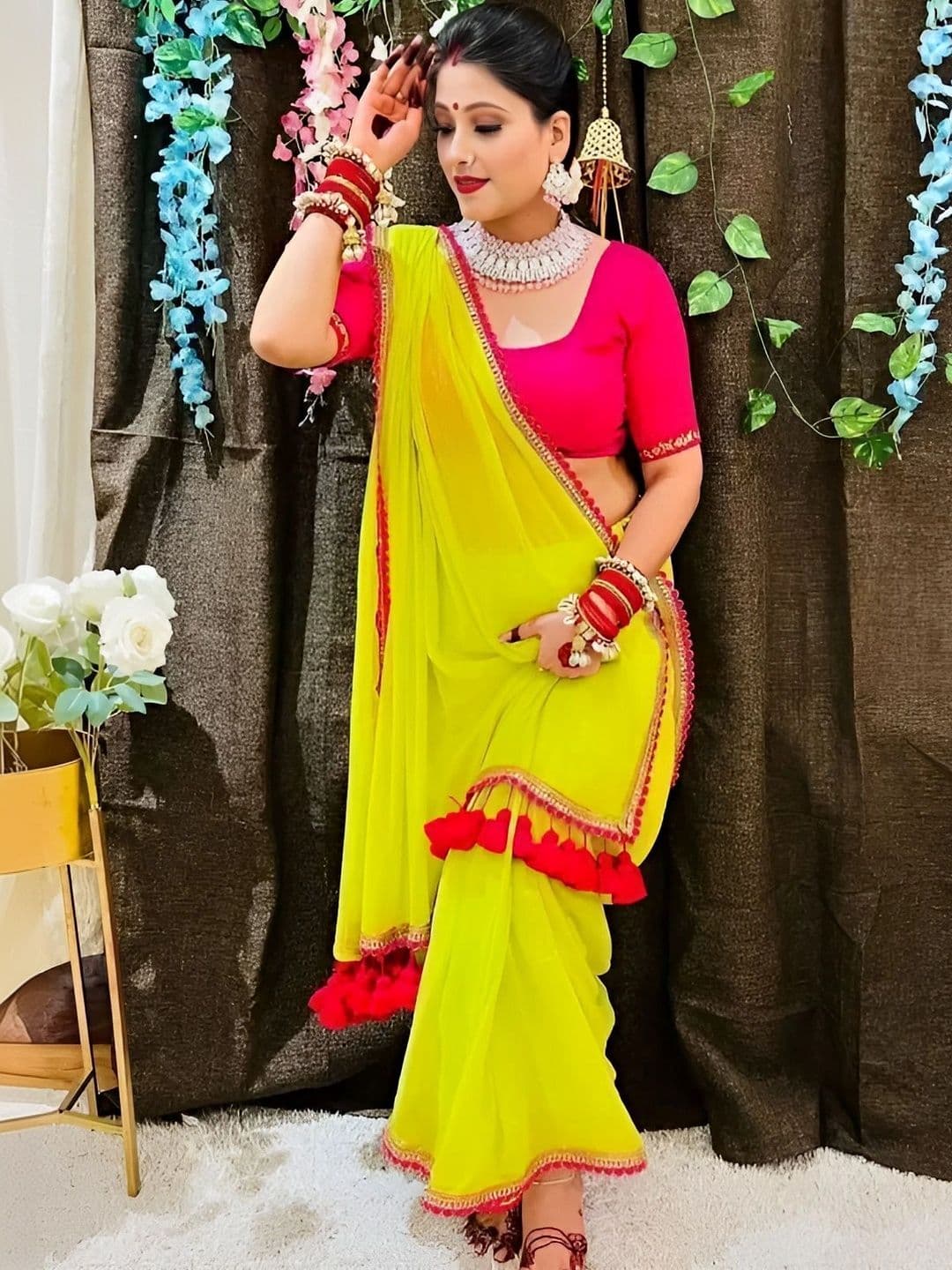 RENBRIZA Poly Georgette Saree thumbnail 5