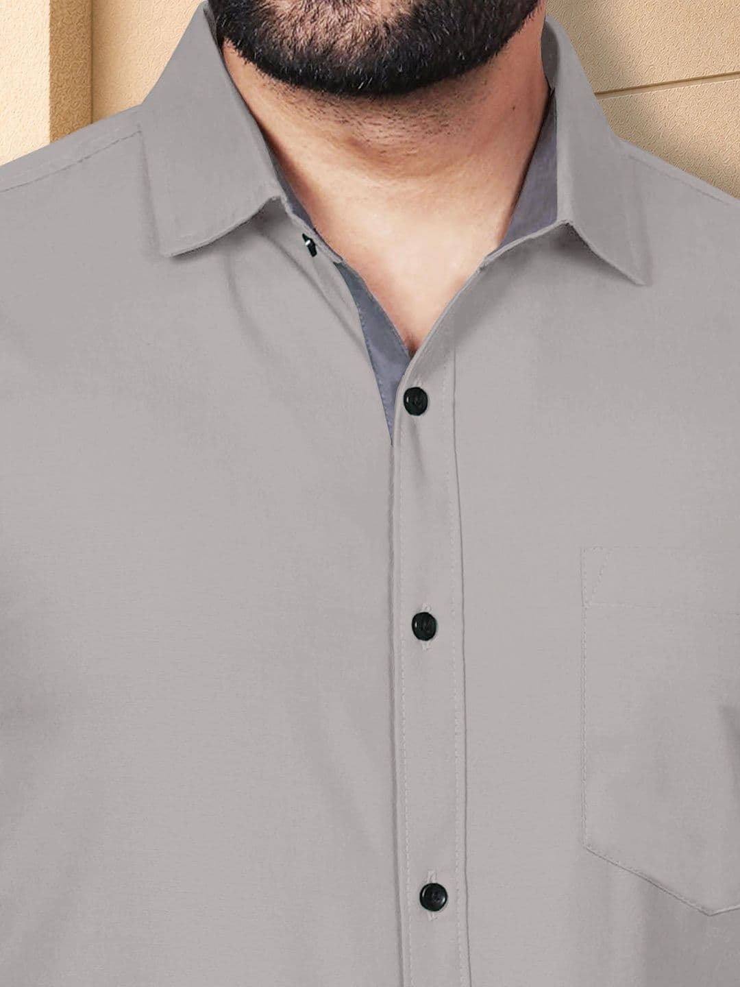 VeBNoR Men Standard Fit Solid Spread Collar Shirt thumbnail 4