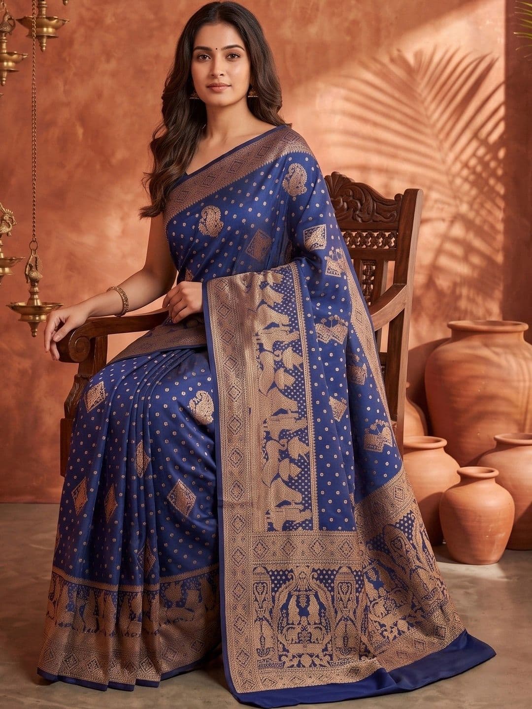 ROOP RADHIKA Woven Design Zari Silk Blend Designer Banarasi Saree thumbnail 3