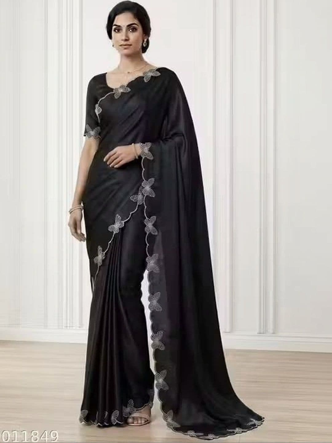 RENBRIZA Embroidered Poly Chiffon Saree - view 1