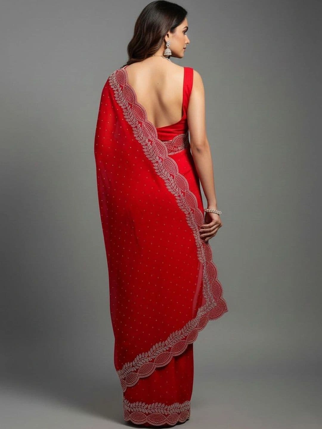 RENBRIZA Embroidered Poly Georgette Saree thumbnail 6