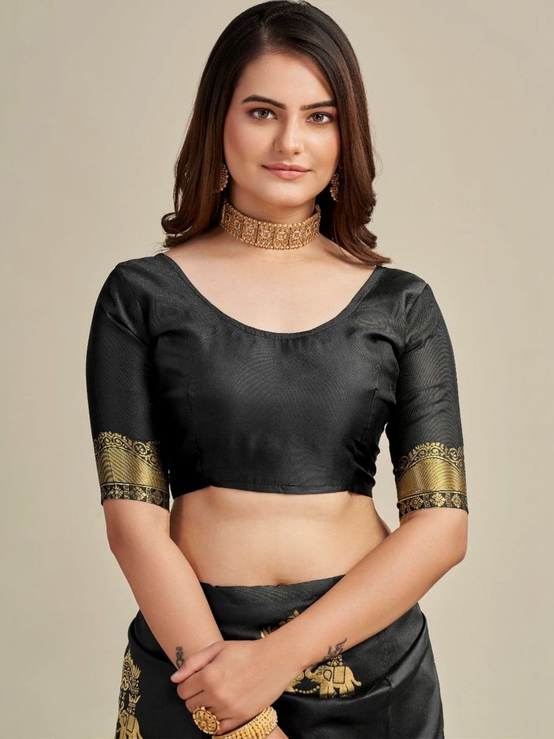 VS MALL Woven Design Zari Banarasi Saree thumbnail 2