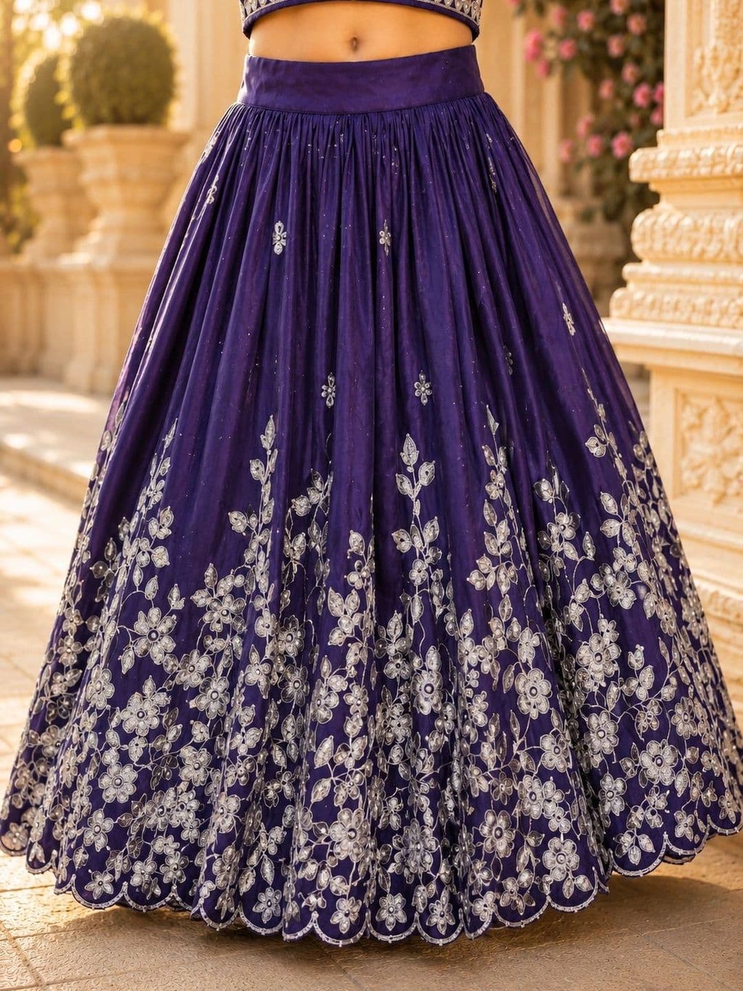 Sangria Girls Embroidered Thread Work Ready to Wear Lehenga & thumbnail 5