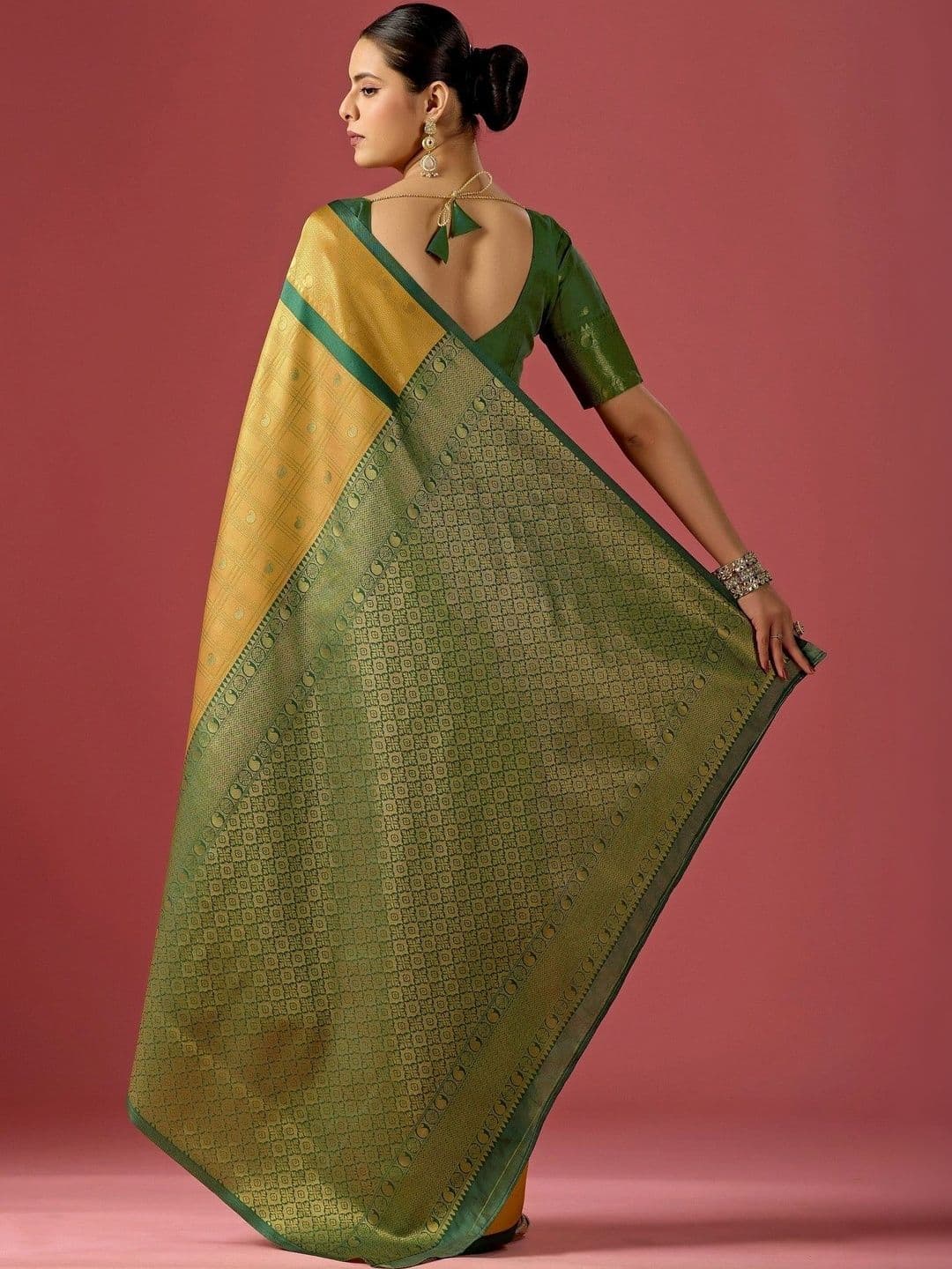 ERIKA Woven Design Zari Silk Blend Designer Kanjeevaram Saree thumbnail 4