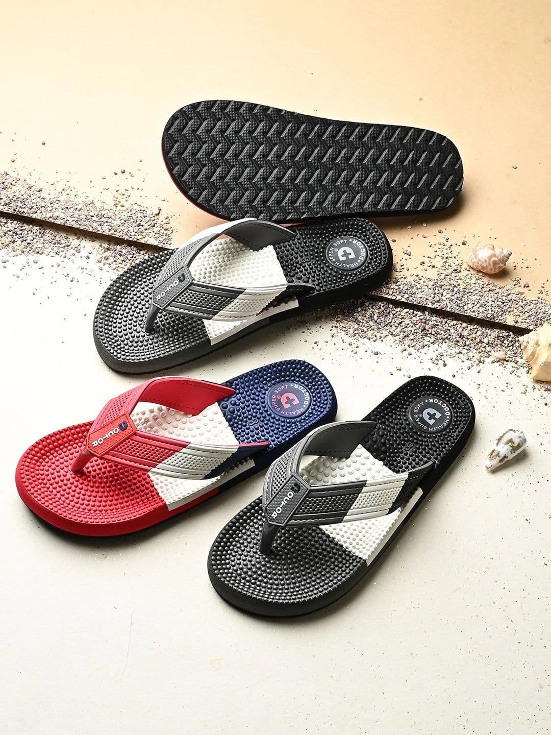 DOCTOR HEALTH SUPER SOFT Men Colourblocked Thong Flip-Flops thumbnail 7