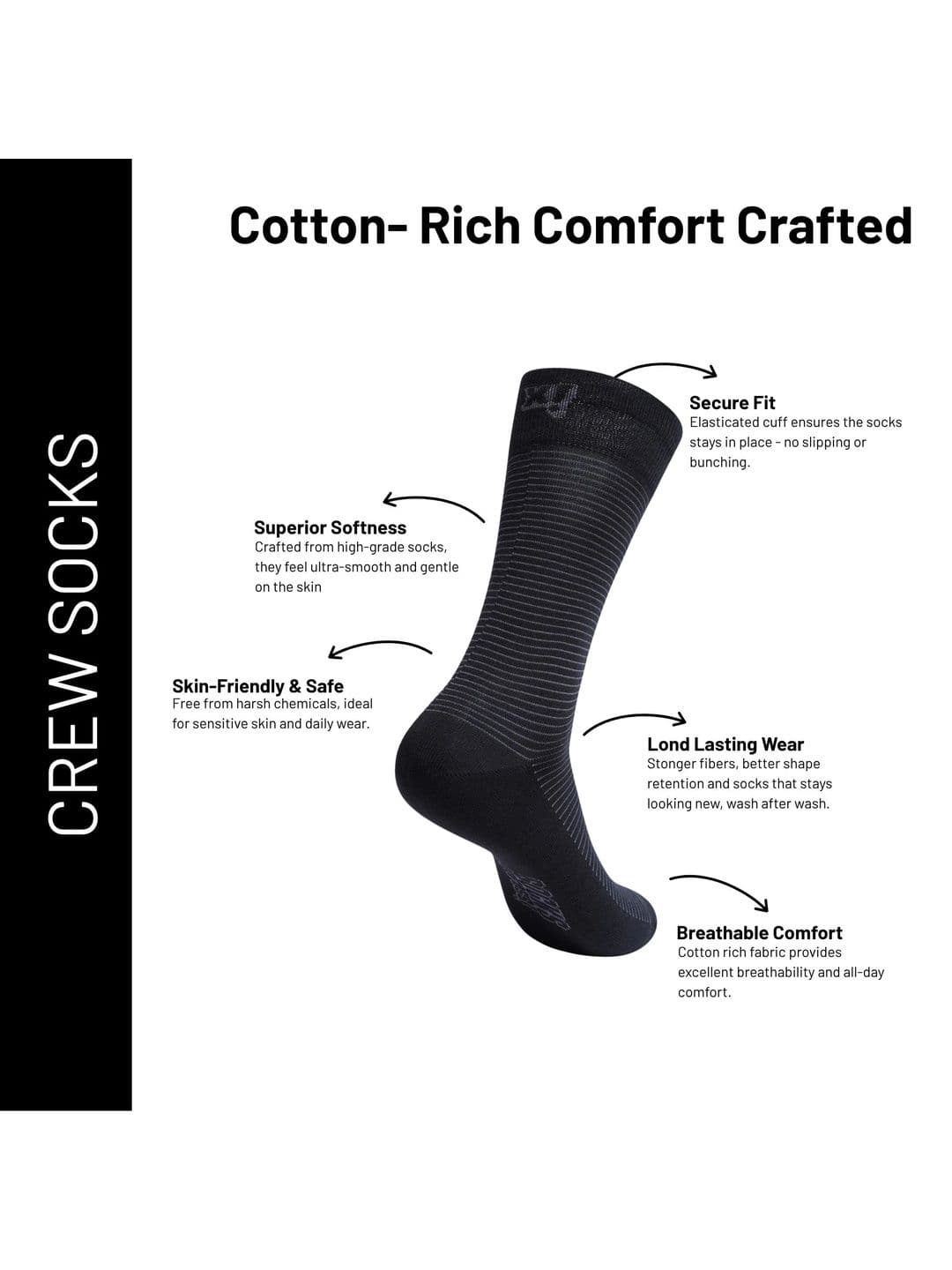 SocksXpress Formal Striped Men Crew Socks Pack of 4 thumbnail 4