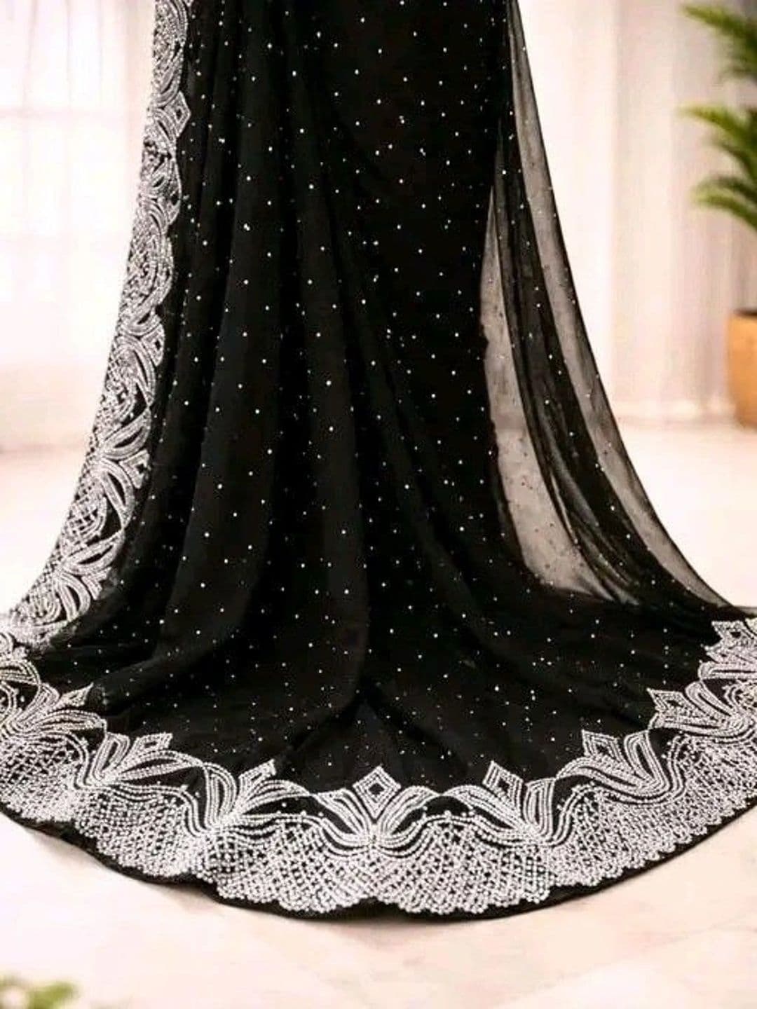 RENBRIZA Embroidered Poly Chiffon Saree - view 1