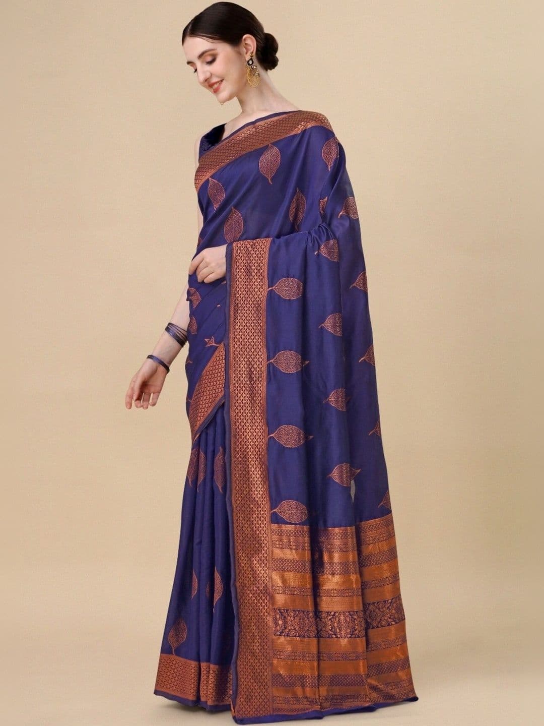 VS MALL Ethnic Motifs Zari Banarasi Saree thumbnail 5