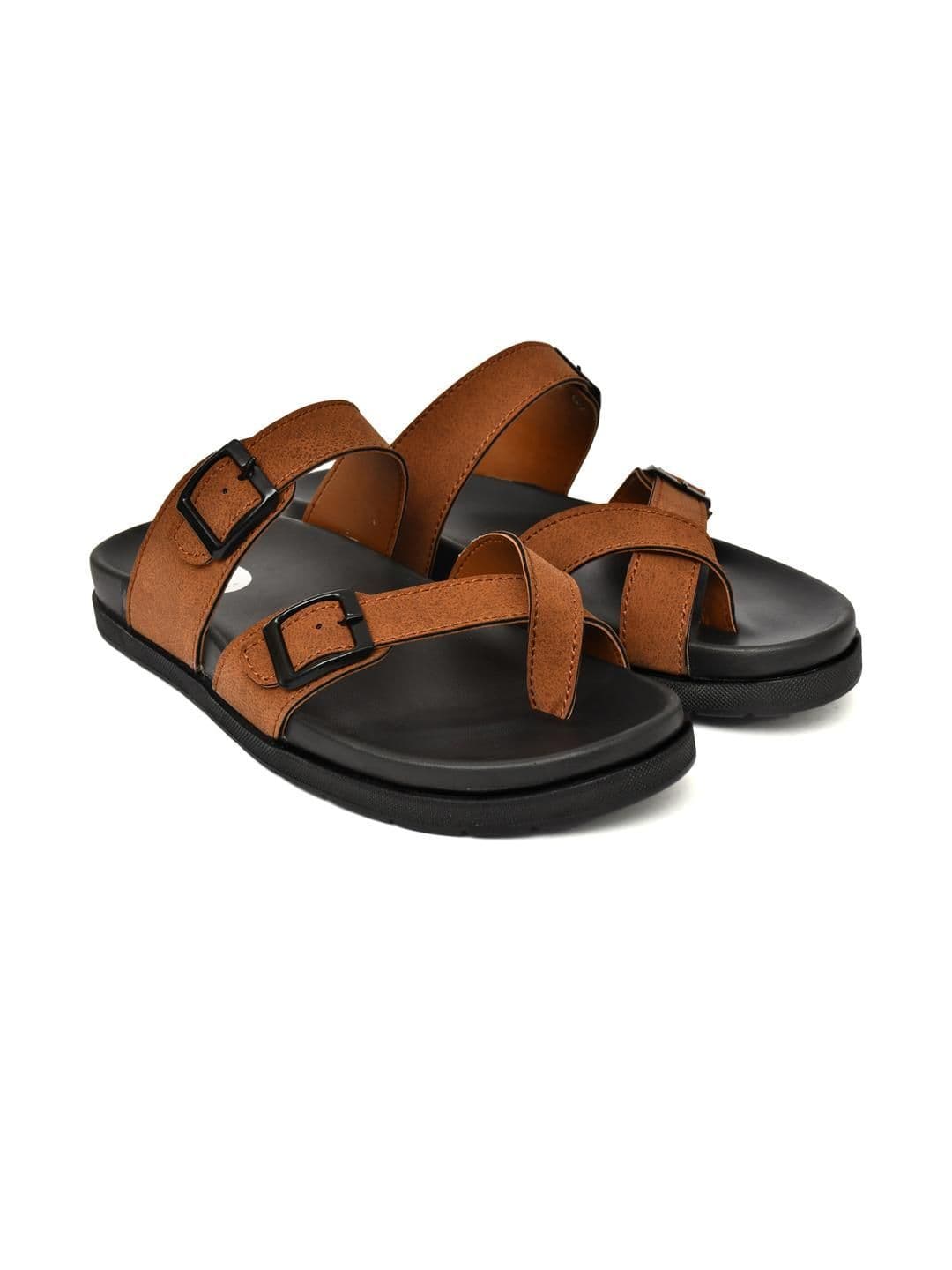 G L Trend Men Tan Leather Casual Comfort Orthopedic Slip-On Sandals thumbnail 7