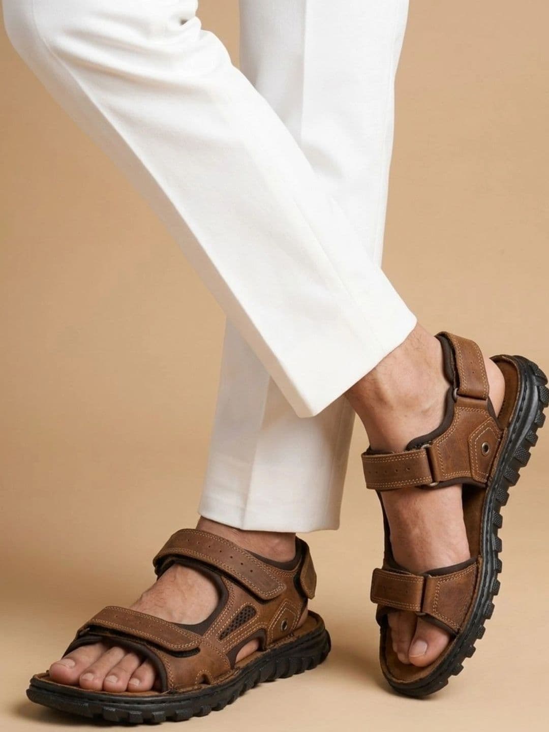 Mardi Gras Men Leather Comfort Sandals - view 1