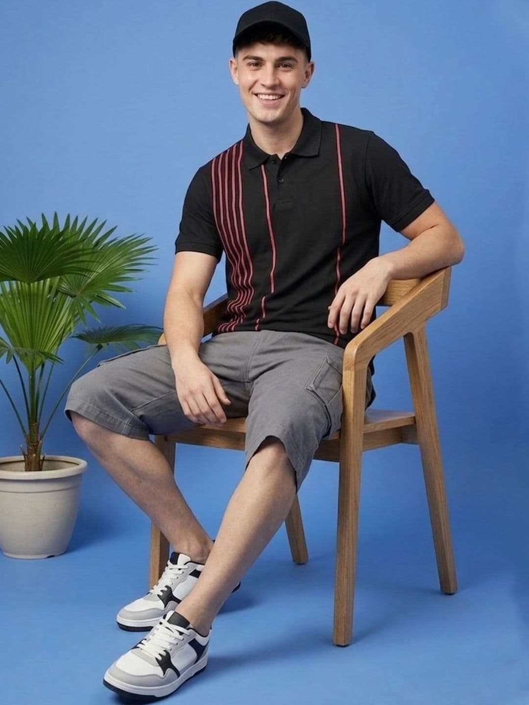HERE&NOW Men Striped Polo Collar T-shirt thumbnail 3