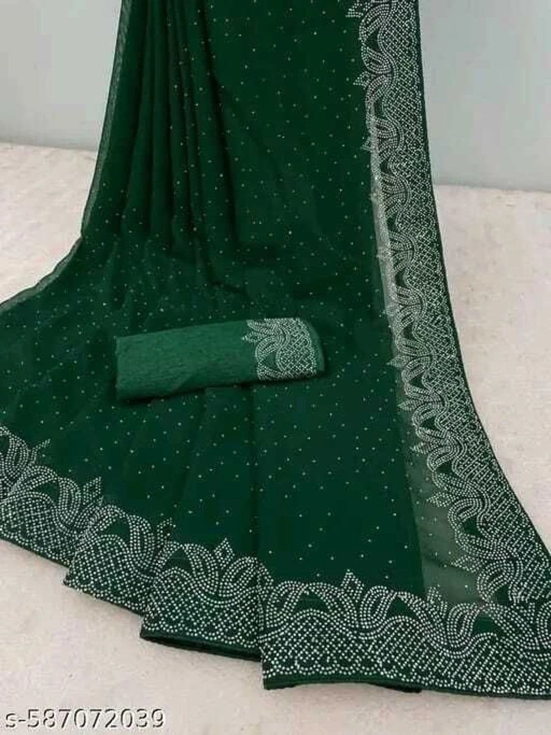 RENBRIZA Embellished Poly Georgette Saree - view 1
