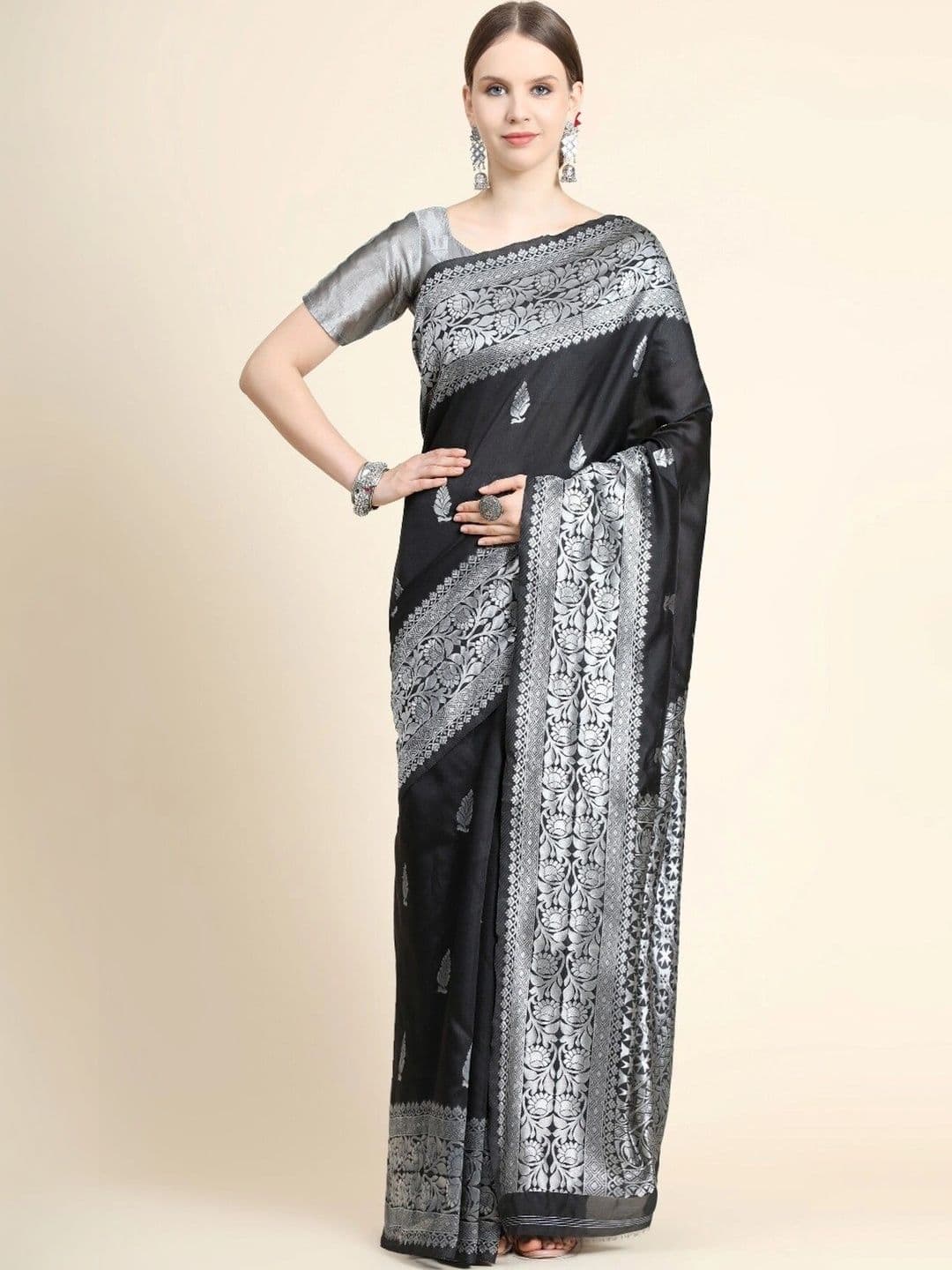 VS MALL Ethnic Motifs Zari Banarasi Saree - view 1