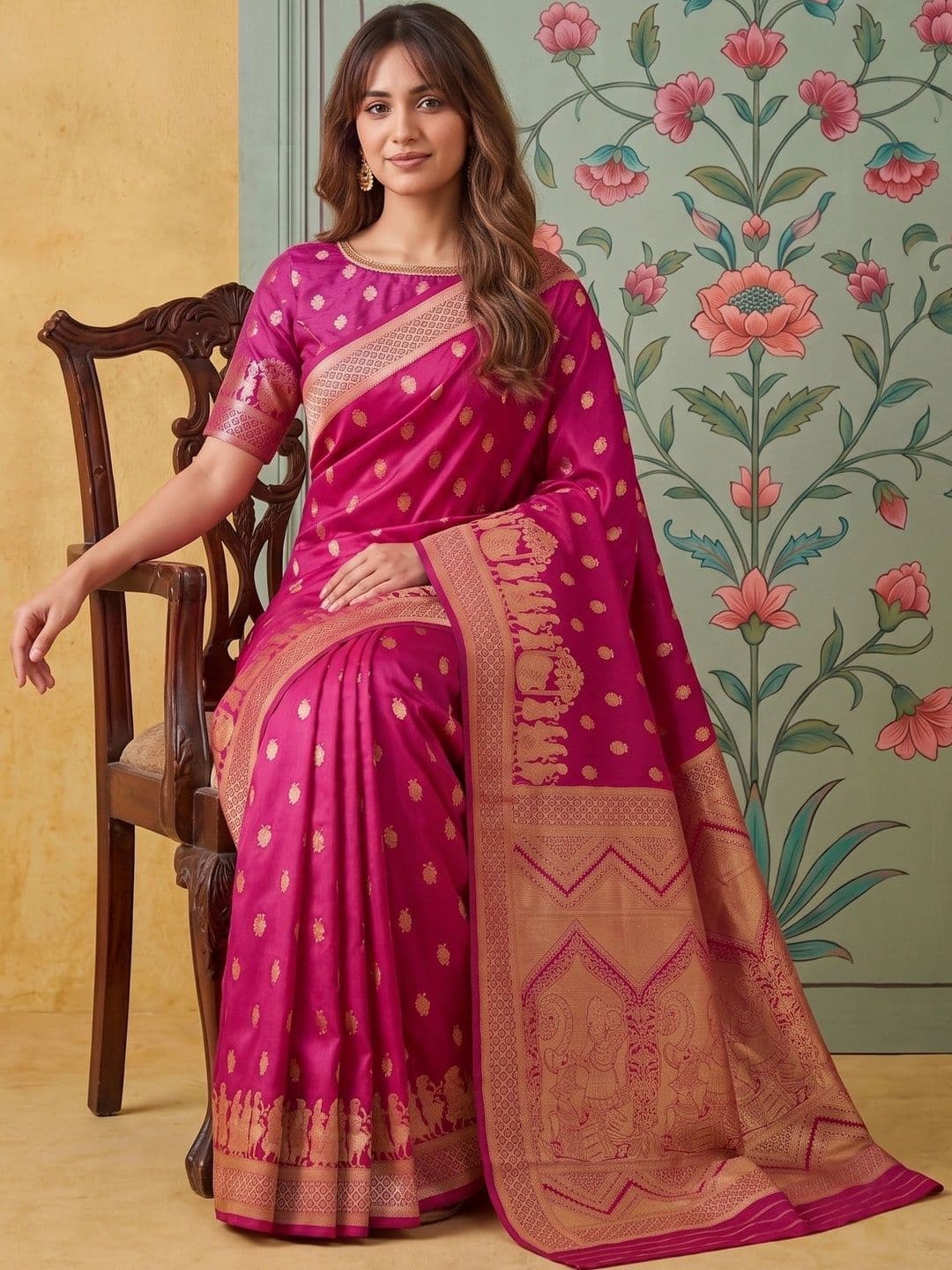 ROOP RADHIKA Woven Design Zari Silk Blend Designer Banarasi Saree thumbnail 5