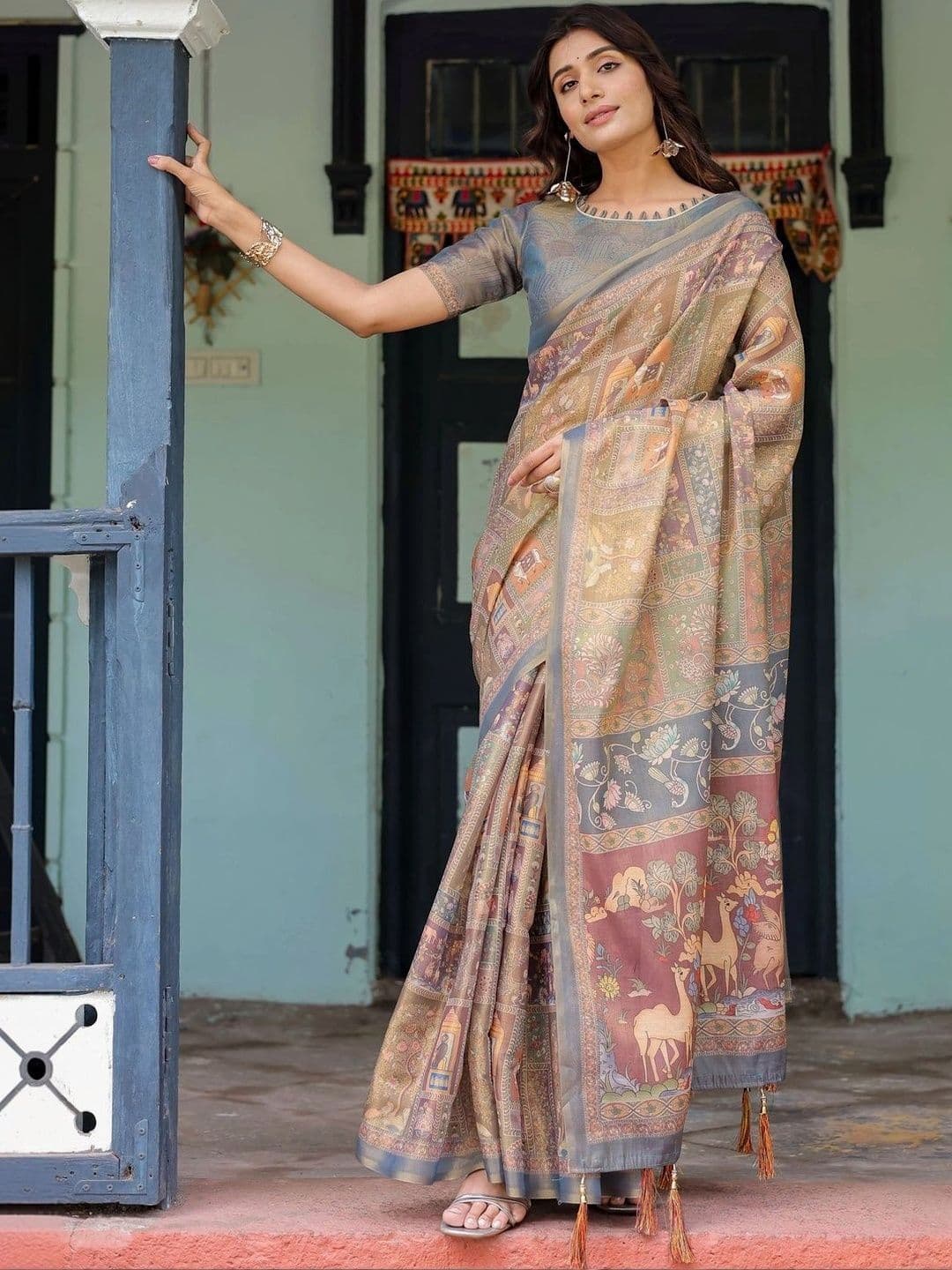Moda Rapido Warli Art Silk Banarasi Saree thumbnail 2