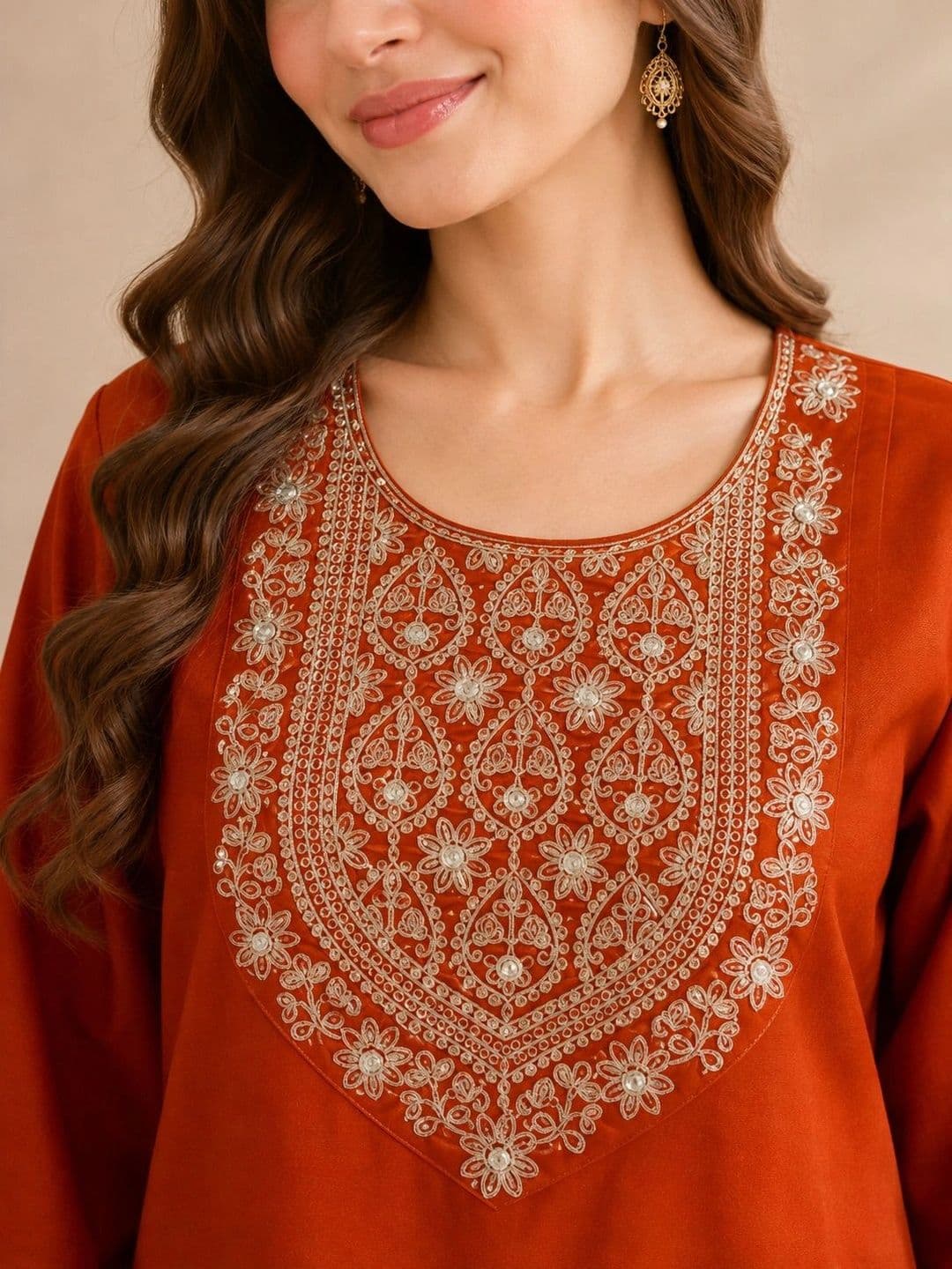 Jaipur Kurti Women Ethnic Motifs Embroidered Regular Thread Work Kurta with Farshi Salwar thumbnail 2