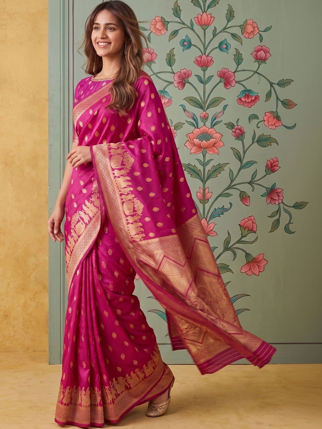 ROOP RADHIKA Woven Design Zari Silk Blend Designer Banarasi Saree thumbnail 4