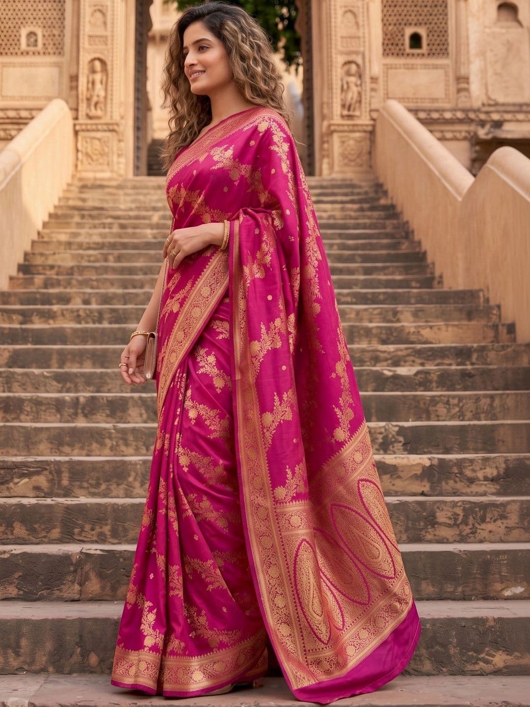 ROOP RADHIKA Woven Design Zari Silk Blend Designer Banarasi Saree thumbnail 5