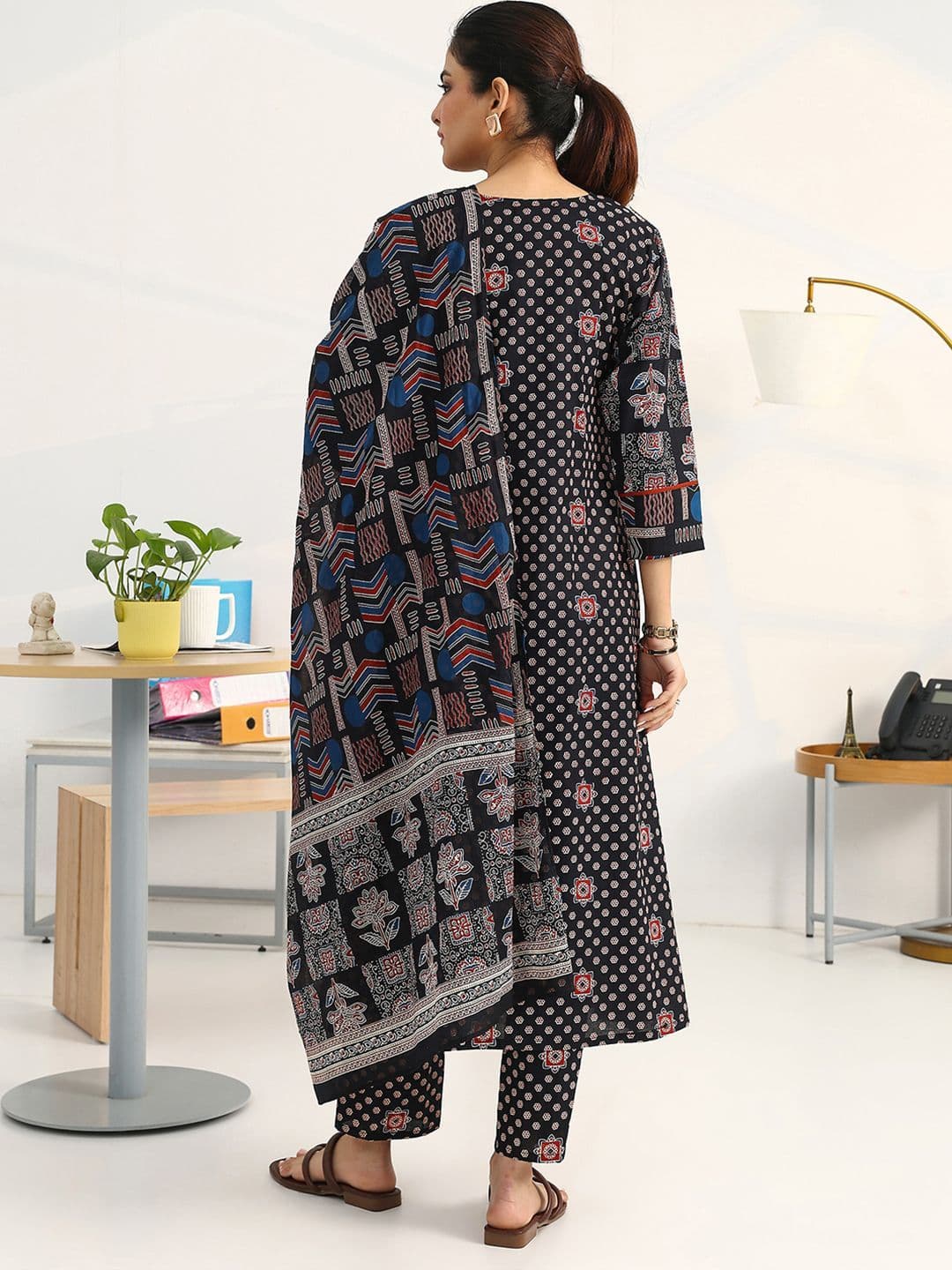 Gerua By Libas Women Ethnic Motifs Printed Regular Kurta with Trousers & With Dupatta thumbnail 5