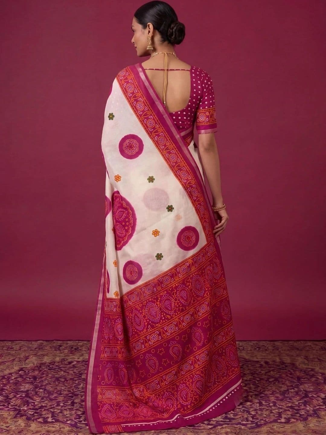 SAMANTHA Bandhani Zari Silk Blend Saree thumbnail 3