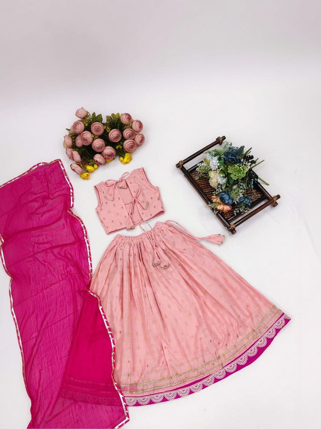 Sangria Girls Embroidered Sequinned Ready to Wear Lehenga & Blouse With Dupatta thumbnail 5