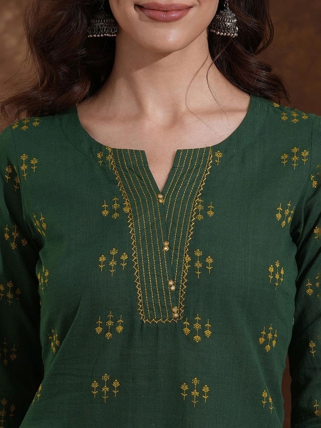 KAMI KUBI Women Ethnic Motifs Printed Thread Work Kurta thumbnail 3