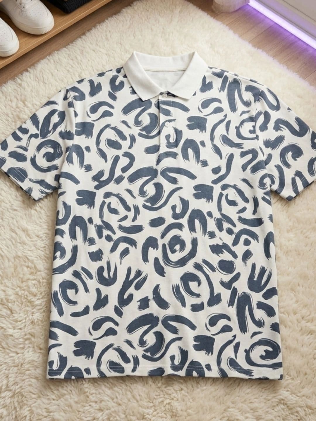HERE&NOW Men Printed Polo Collar T-shirt thumbnail 4