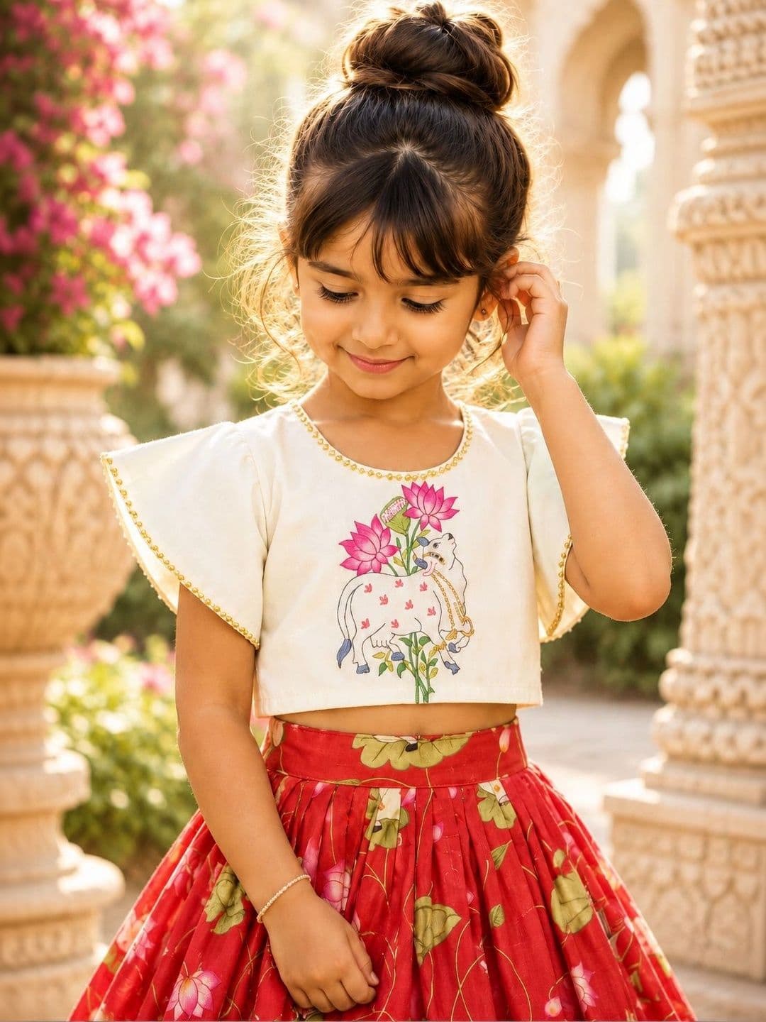 Sangria Girls Printed Ready to Wear Lehenga & thumbnail 6