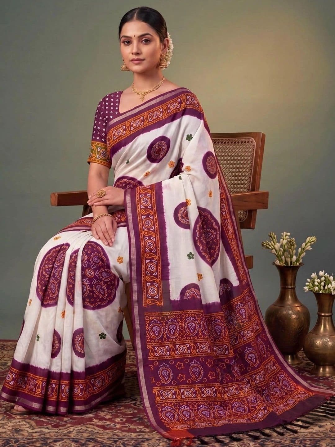SAMANTHA Bandhani Zari Silk Blend Saree thumbnail 6
