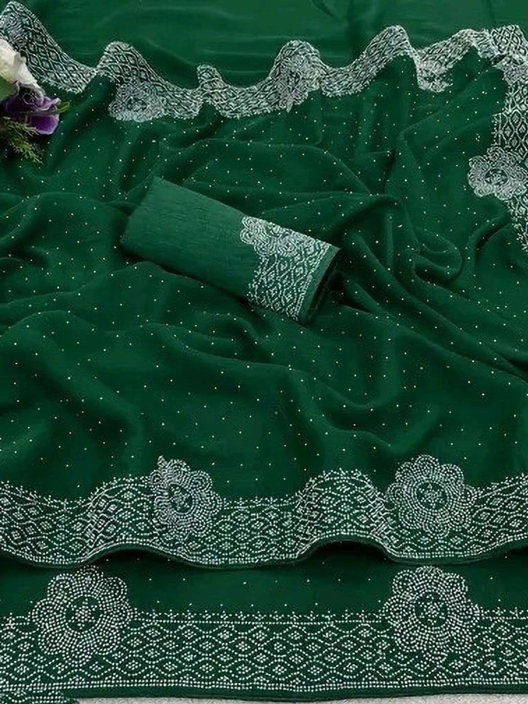 RENBRIZA Embellished Poly Georgette Saree thumbnail 6