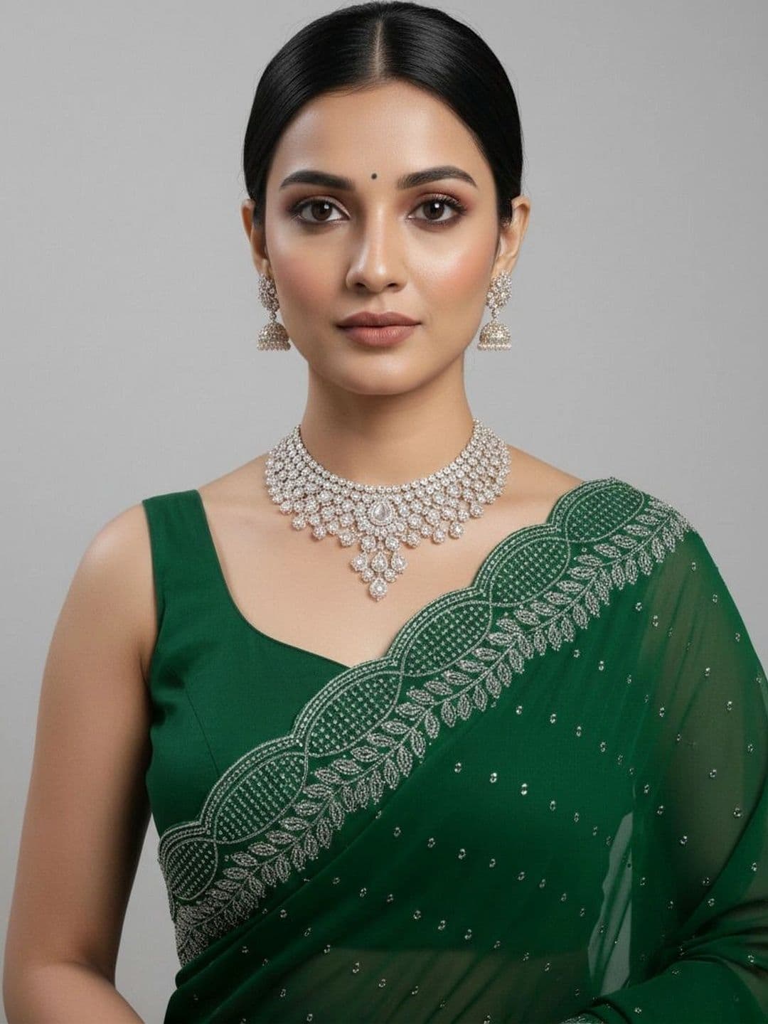 RENBRIZA Embroidered Poly Georgette Saree thumbnail 2