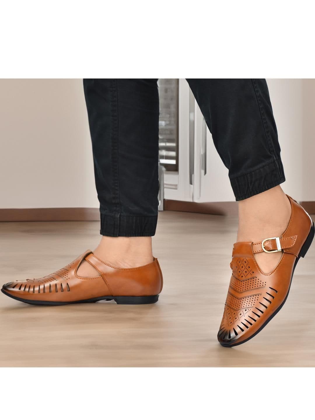 G L Trend Tan Synthetic Leather Sandals thumbnail 7