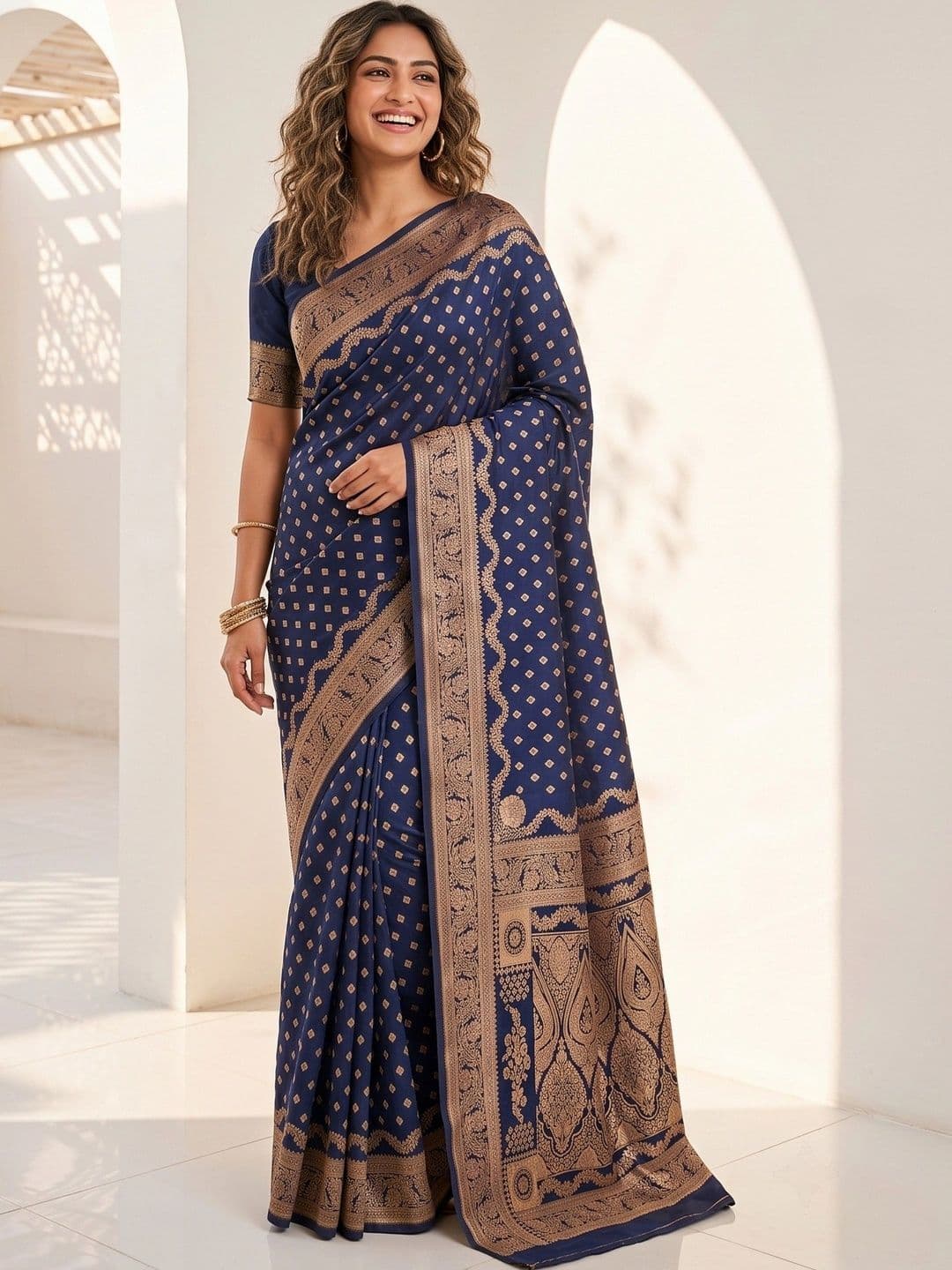 ROOP RADHIKA Woven Design Zari Silk Blend Designer Banarasi Saree - view 1