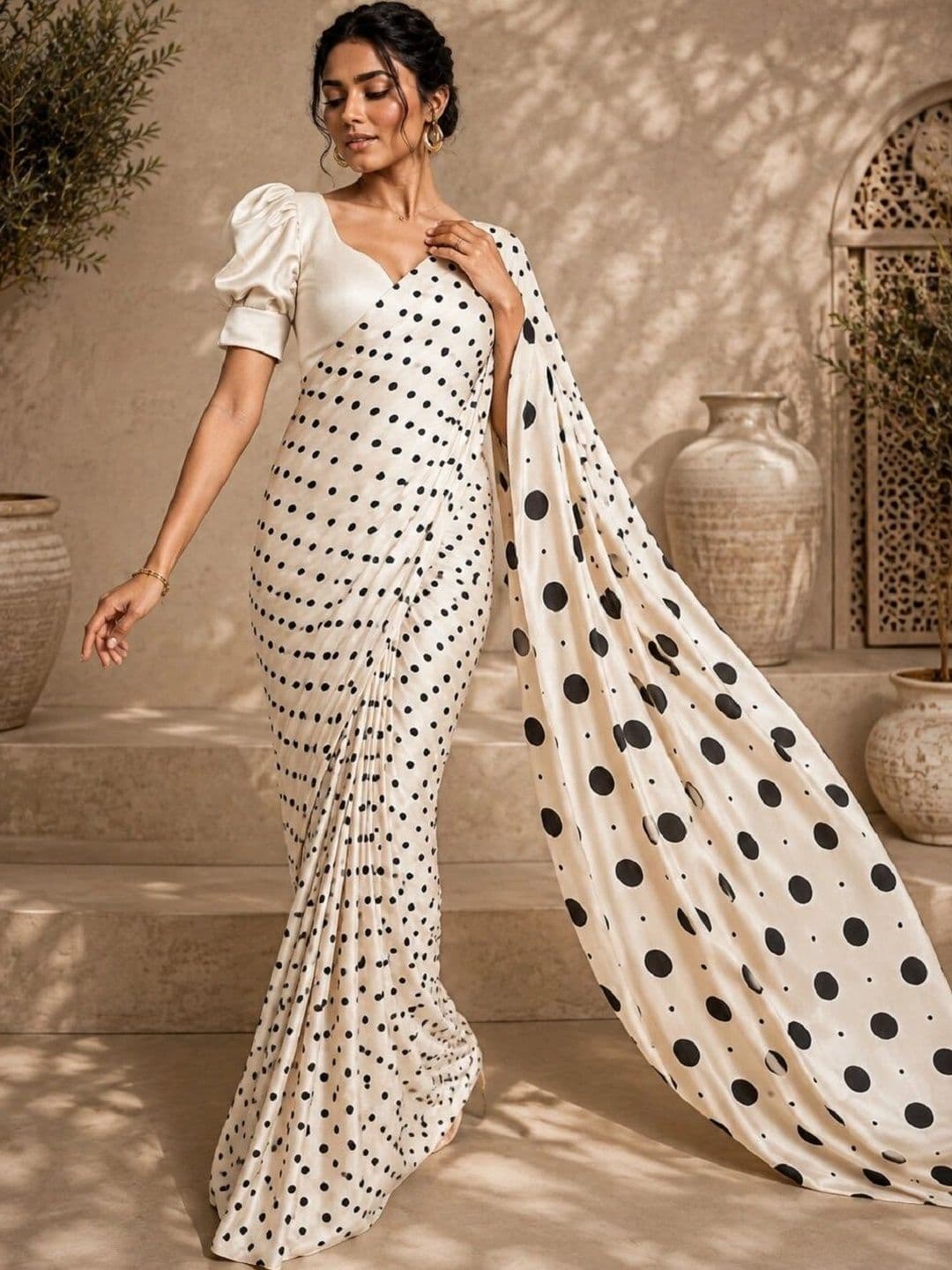 KOMAL NX Polka Dot Designer Saree thumbnail 5