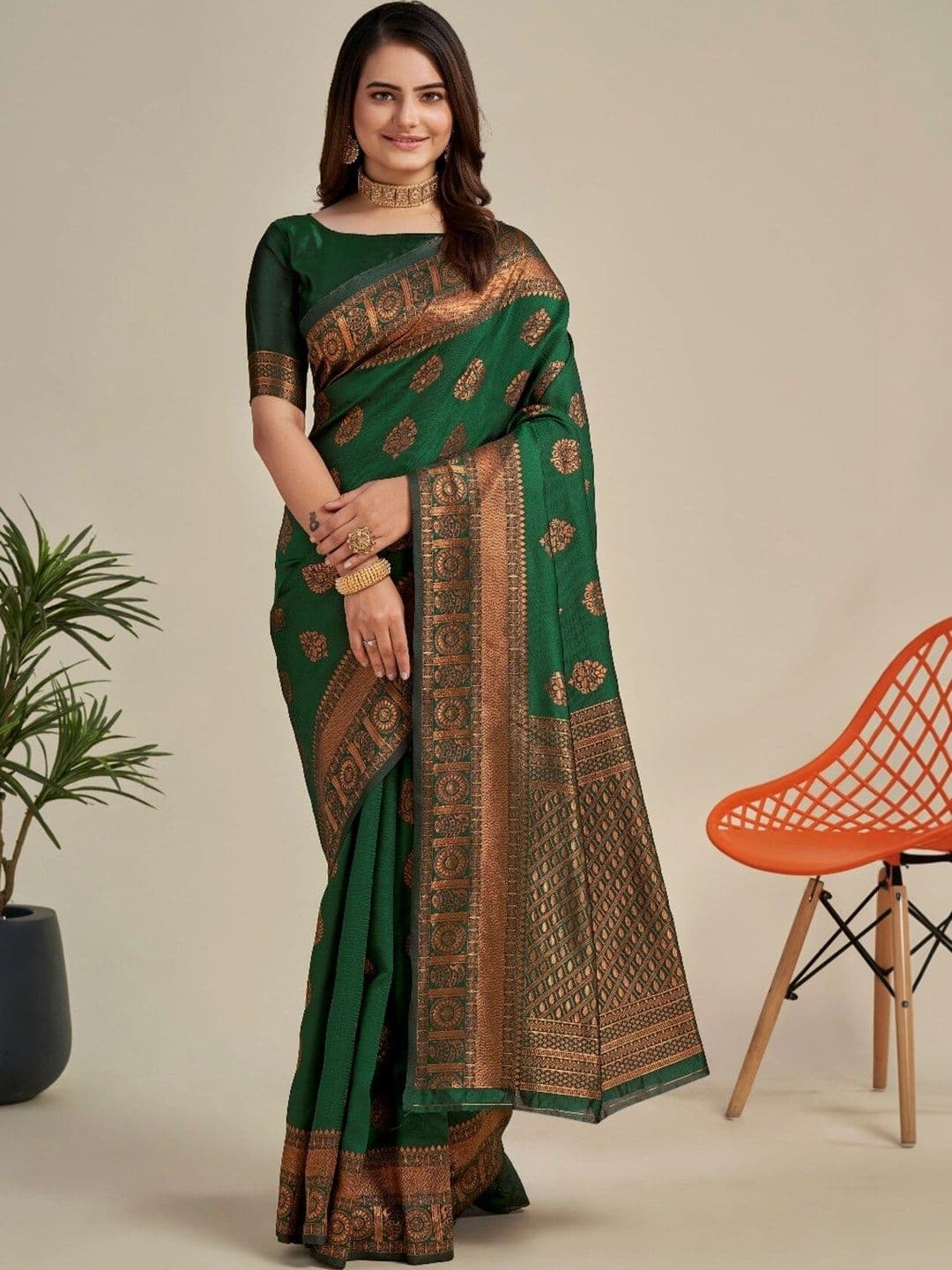 VS MALL Ethnic Motifs Zari Banarasi Saree - view 1